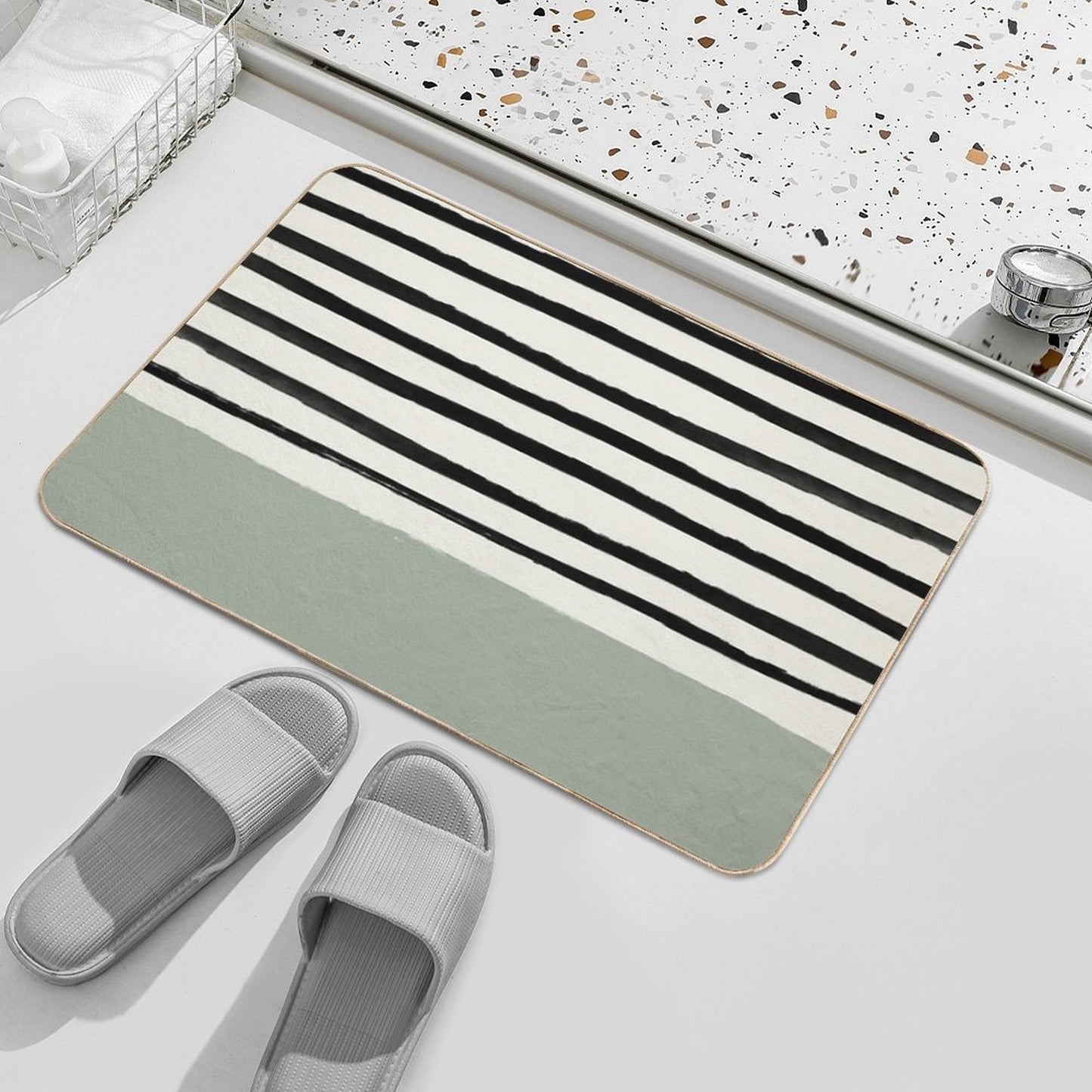 Sage X Stripes Durable Bath Mat