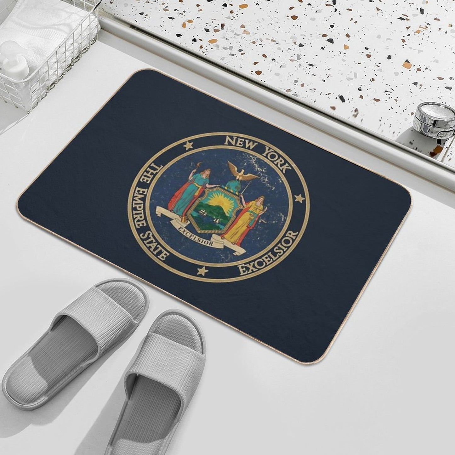 Vintage New York USA United States of America American State Flag Dirt-Trapping Bath Mat
