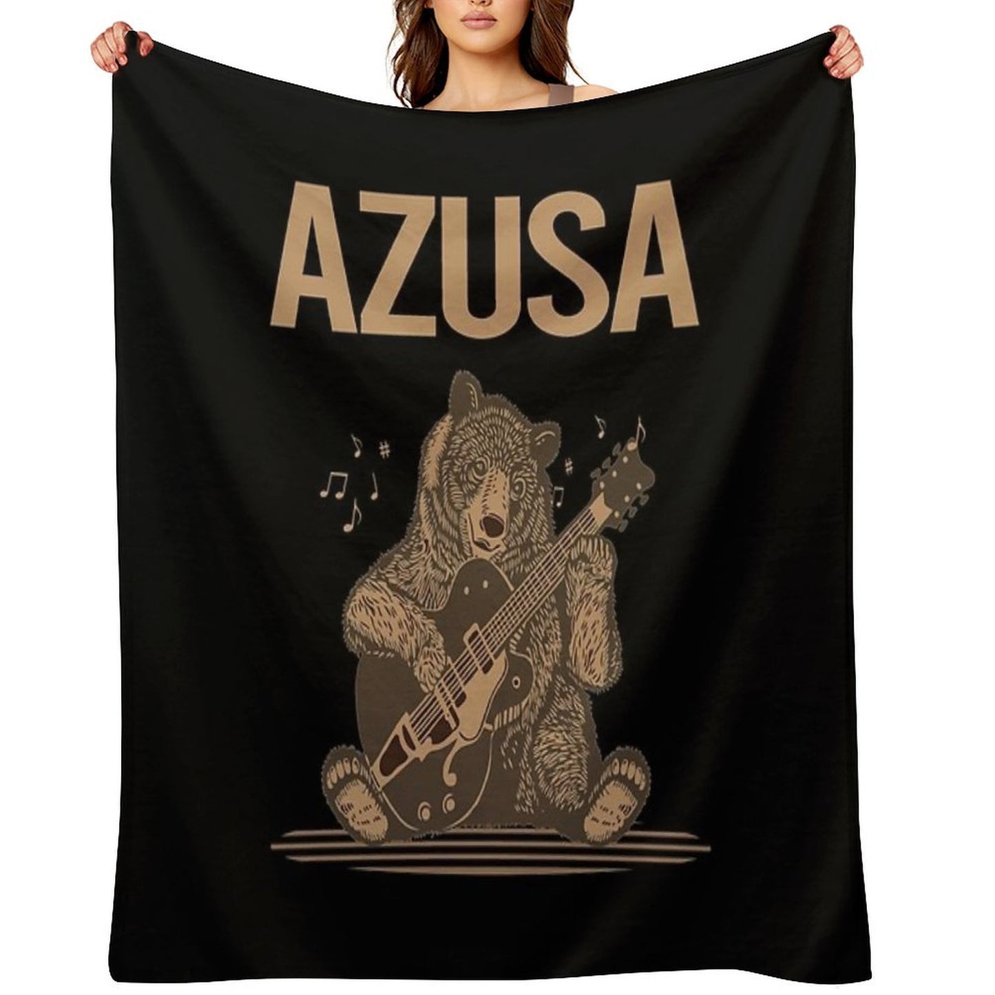 Bear With Guitar Azusa Velvety-soft Throw Blanket