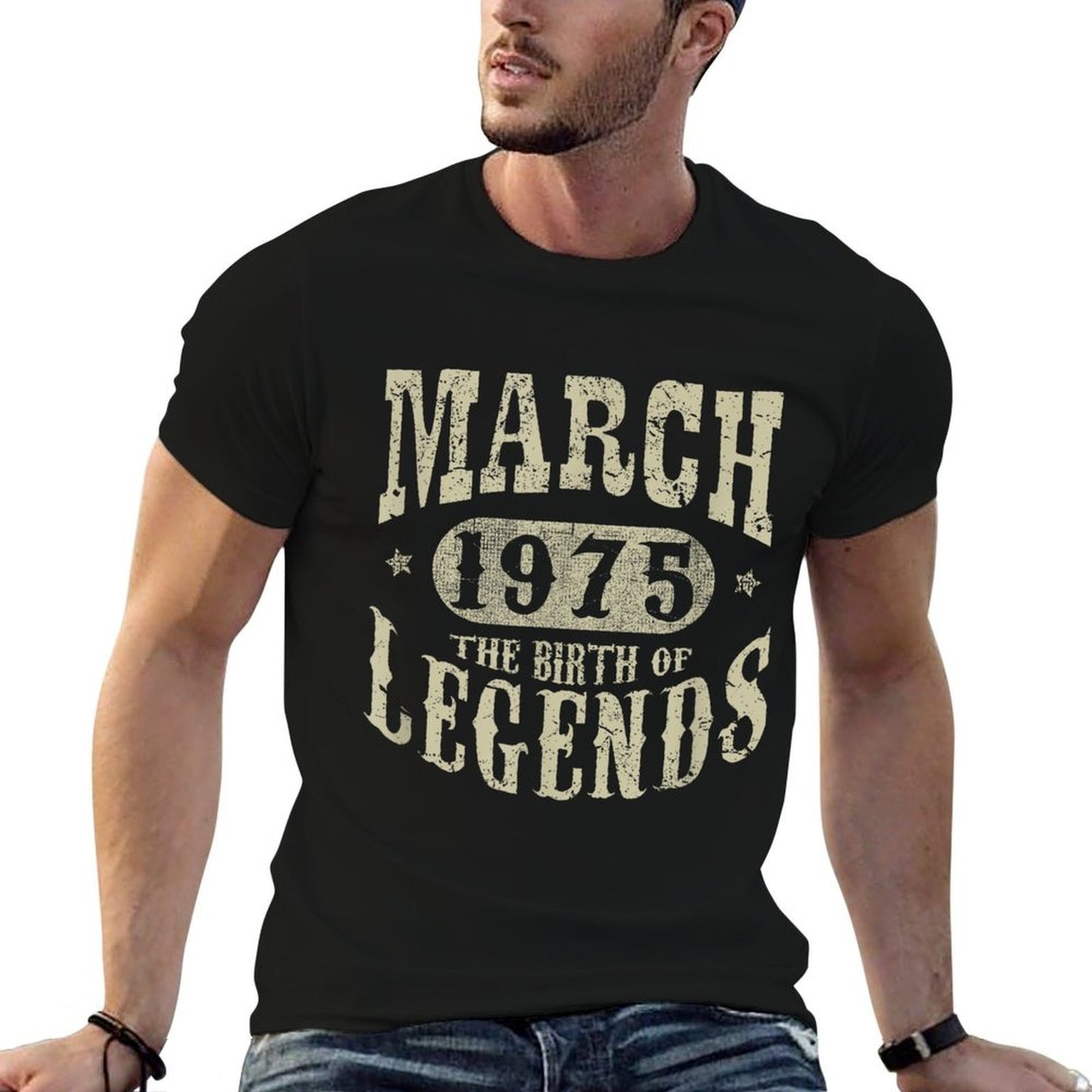50 Years Old 50th Birthday March 1975 Birth of Legend Slim-fit Cut T-Shirt