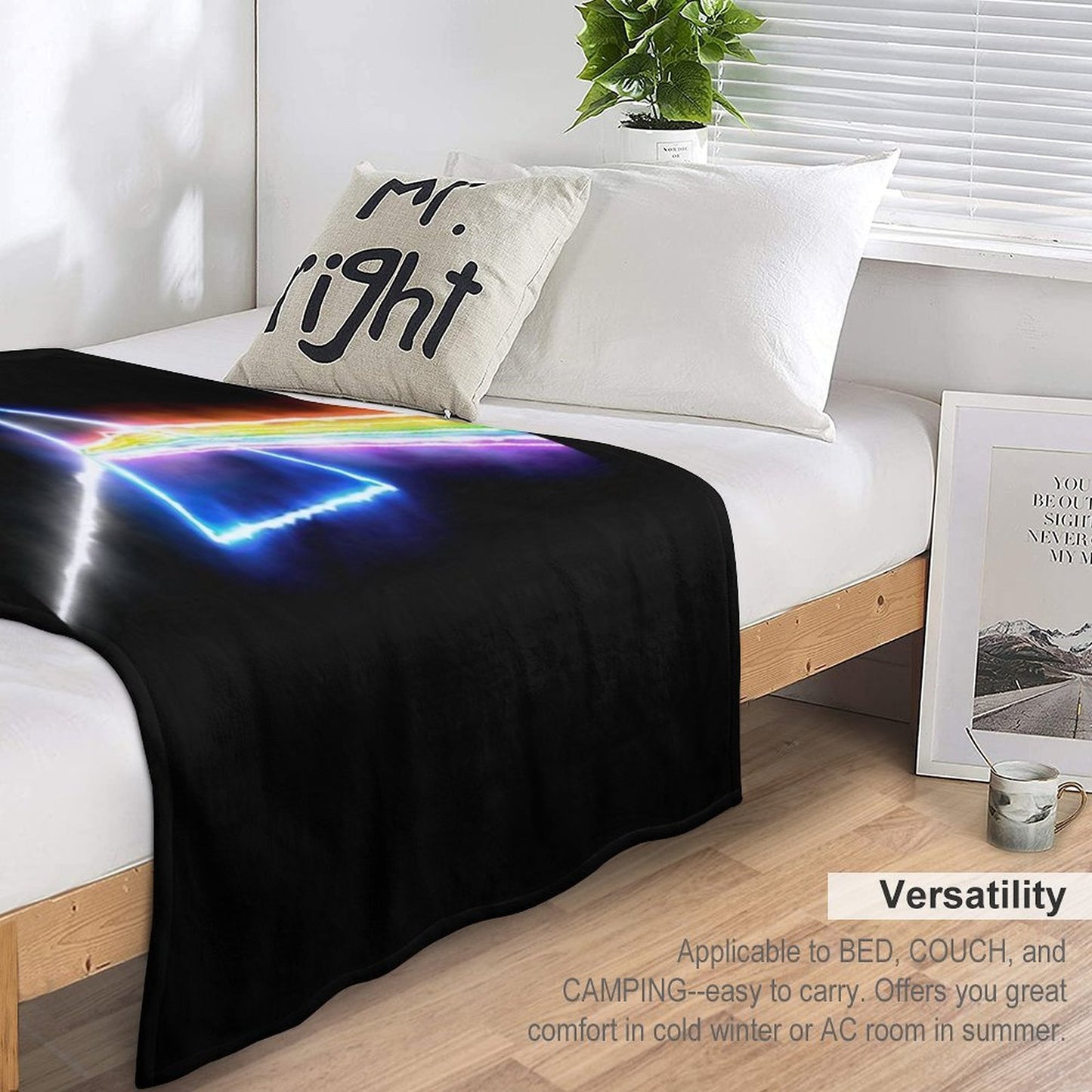Pink Floyd Dark Side of The Moon Style Prism Rainbow Colors Multi-functional Throw Blanket