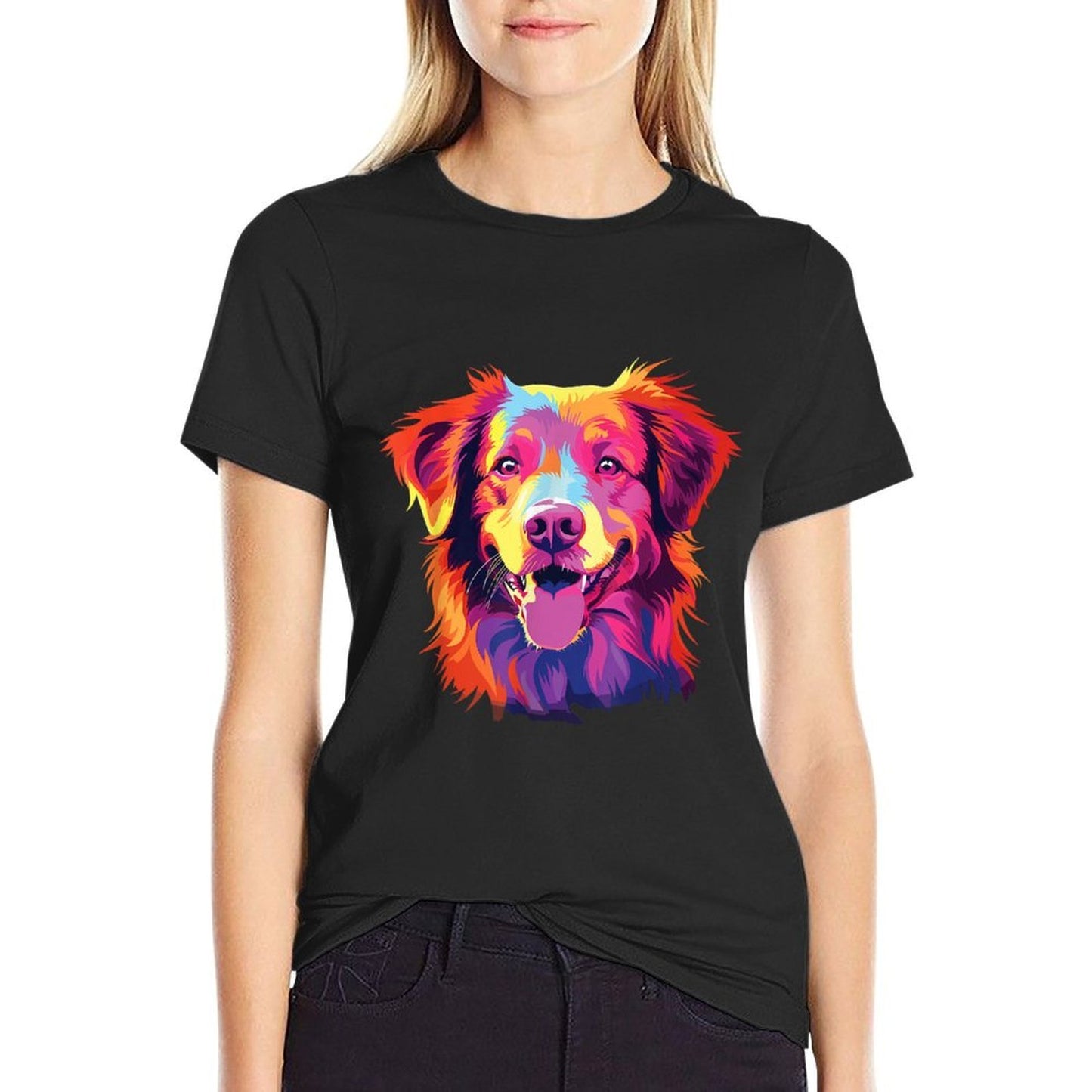 Watercolor Colorful Nova Scotia Duck Tolling Retriever Dog Affordable Price T-Shirt