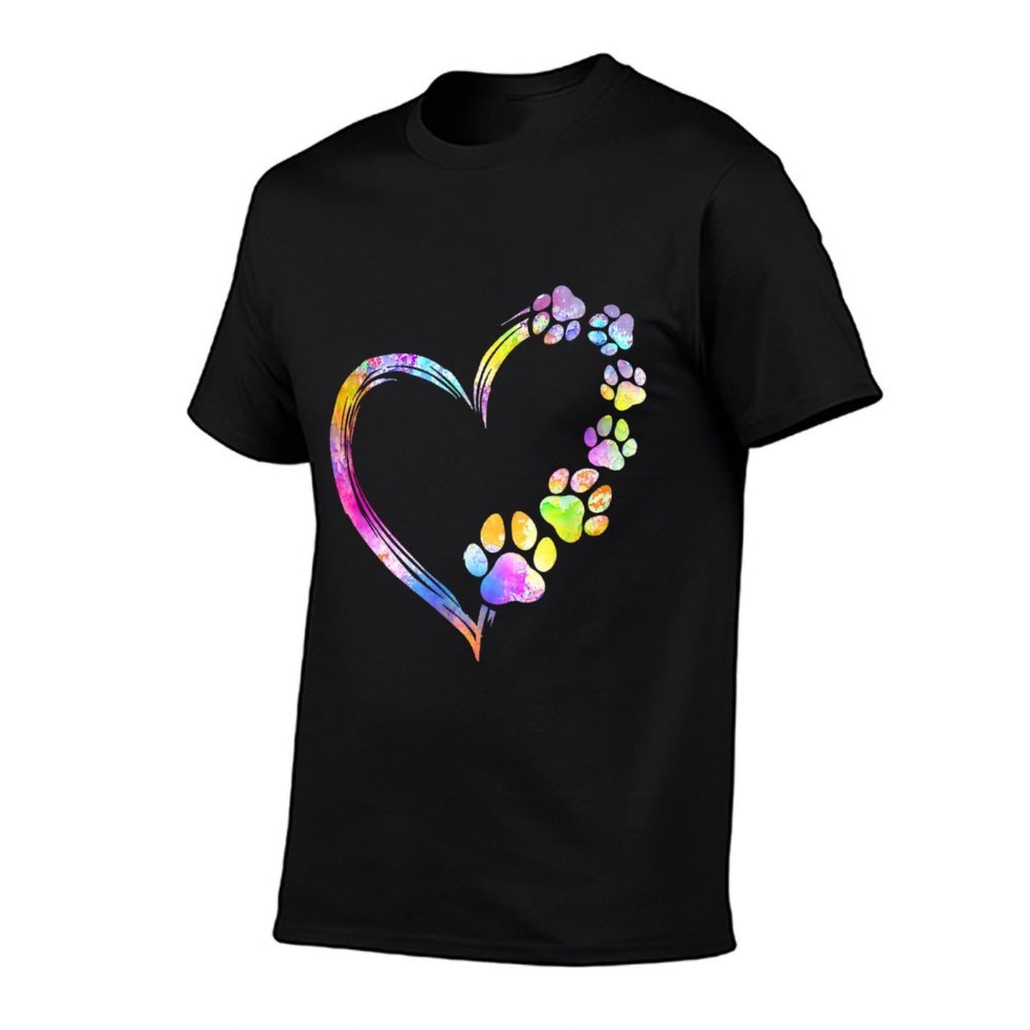 Dog Mom Dad Puppy Love Dogs Paw Print Heart Tie Dye Design Men Women Rolled Sleeves T-Shirt