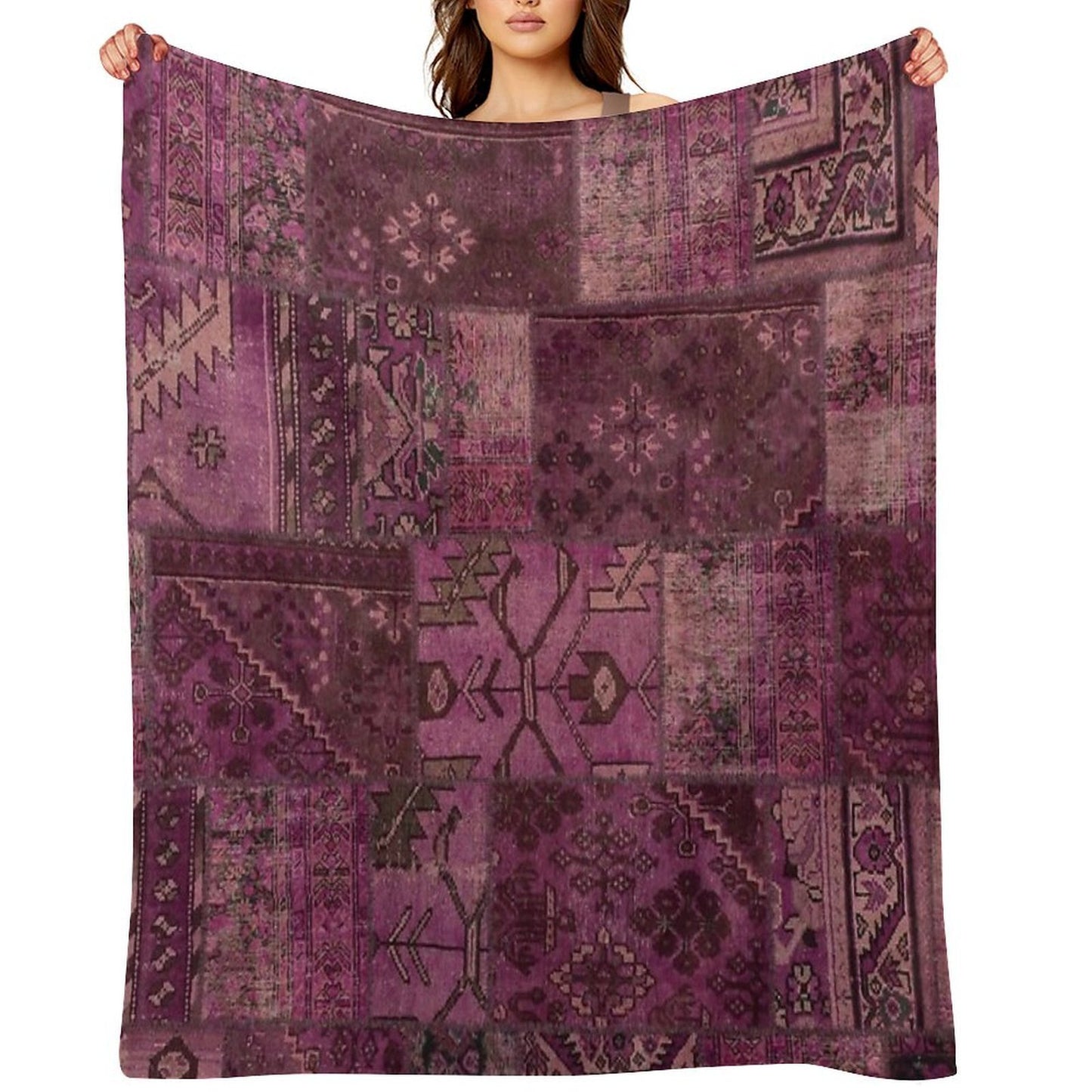 Persian Vintage Vintage Patchwork Red Sustainable Throw Blanket