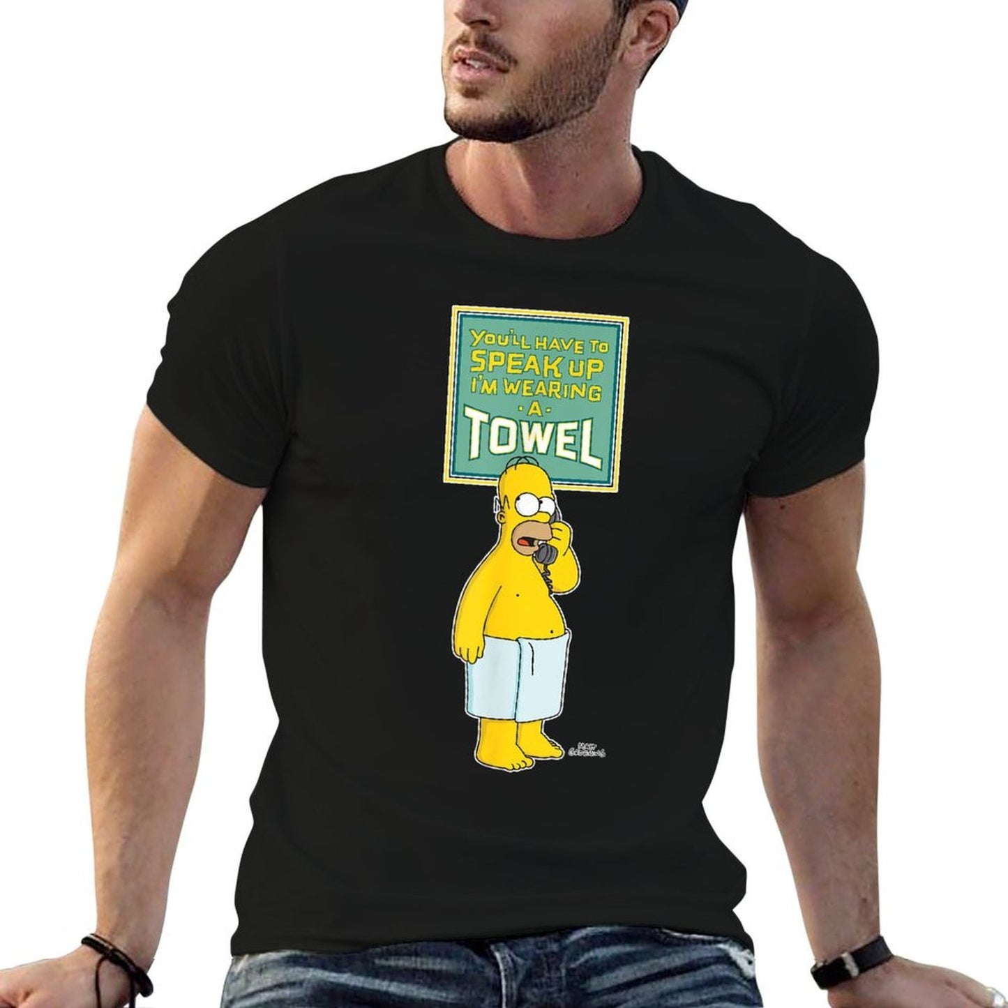 The Simpsons Homer Simpson Speak Up I’m Wearing A Towel Heathered Texture T-Shirt