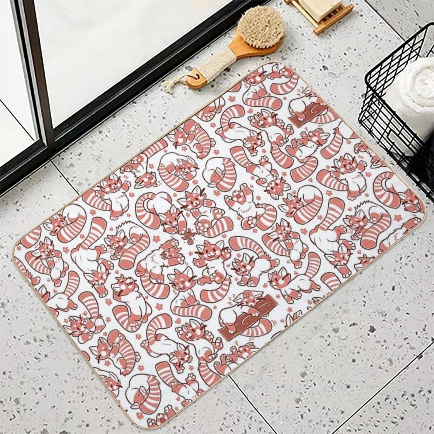 Red Panda All over Pattern Spread Slip-Resistant Bath Mat