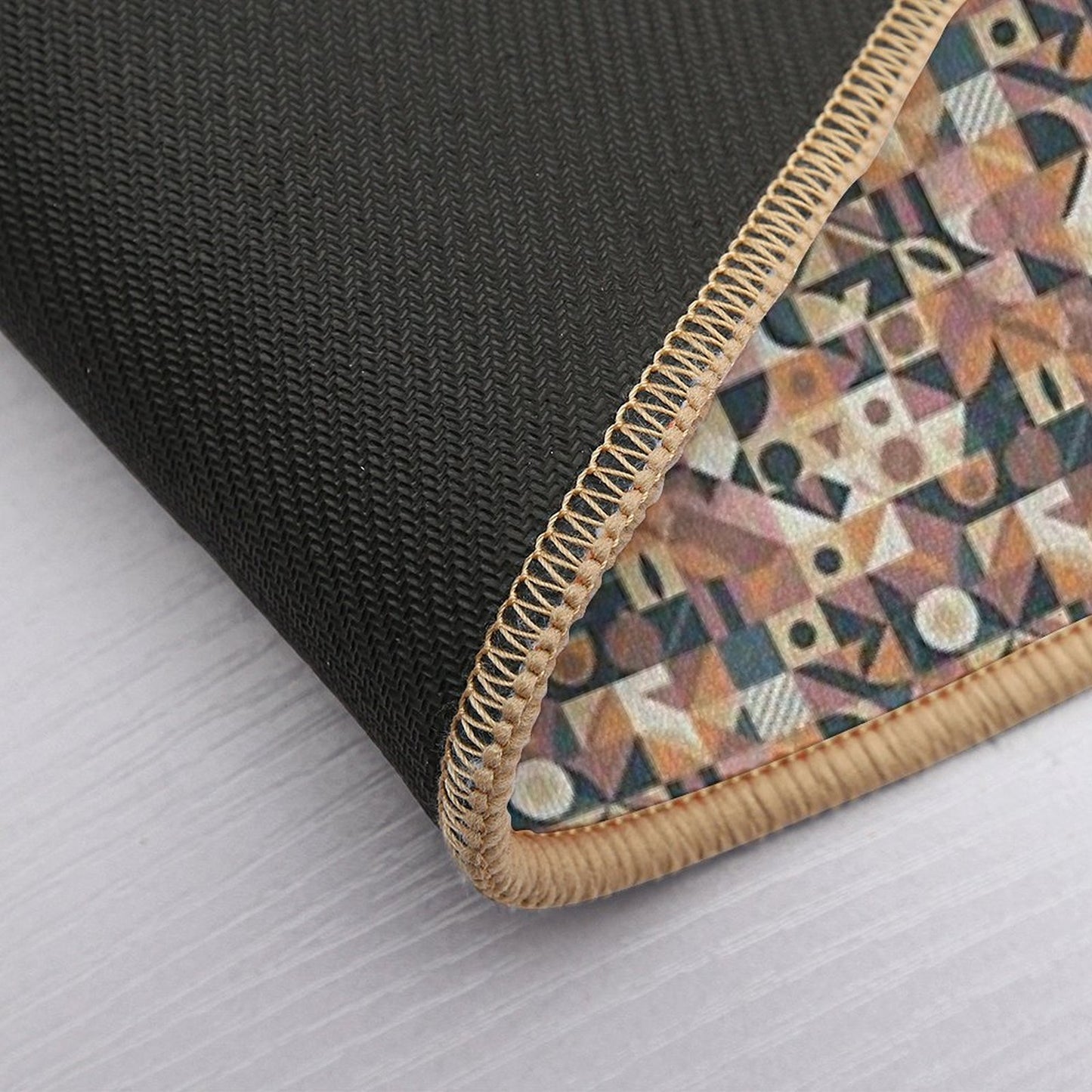 Bauhaus Style Geometric Abstract Pattern Repositionable Bath Mat