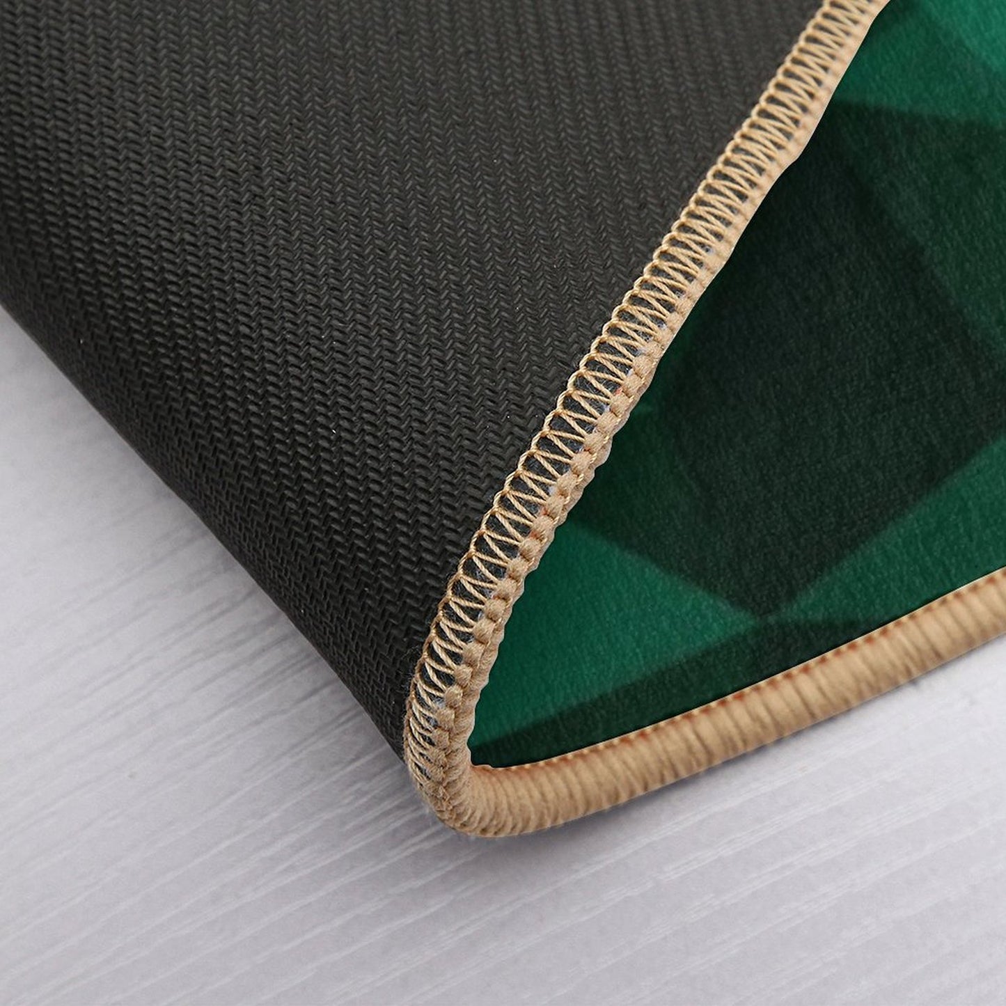Polygonal Emerald Green Geometric Pattern Absorbent Bath Mat