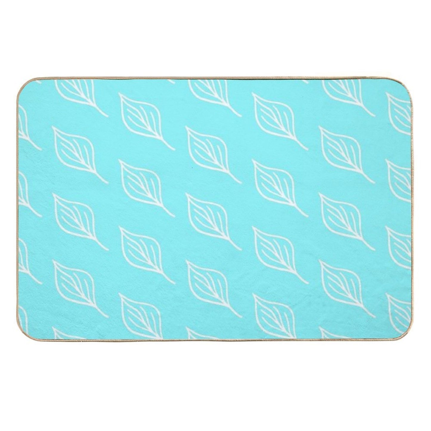 Leaf White Minimalist Stain-Proof Bath Mat