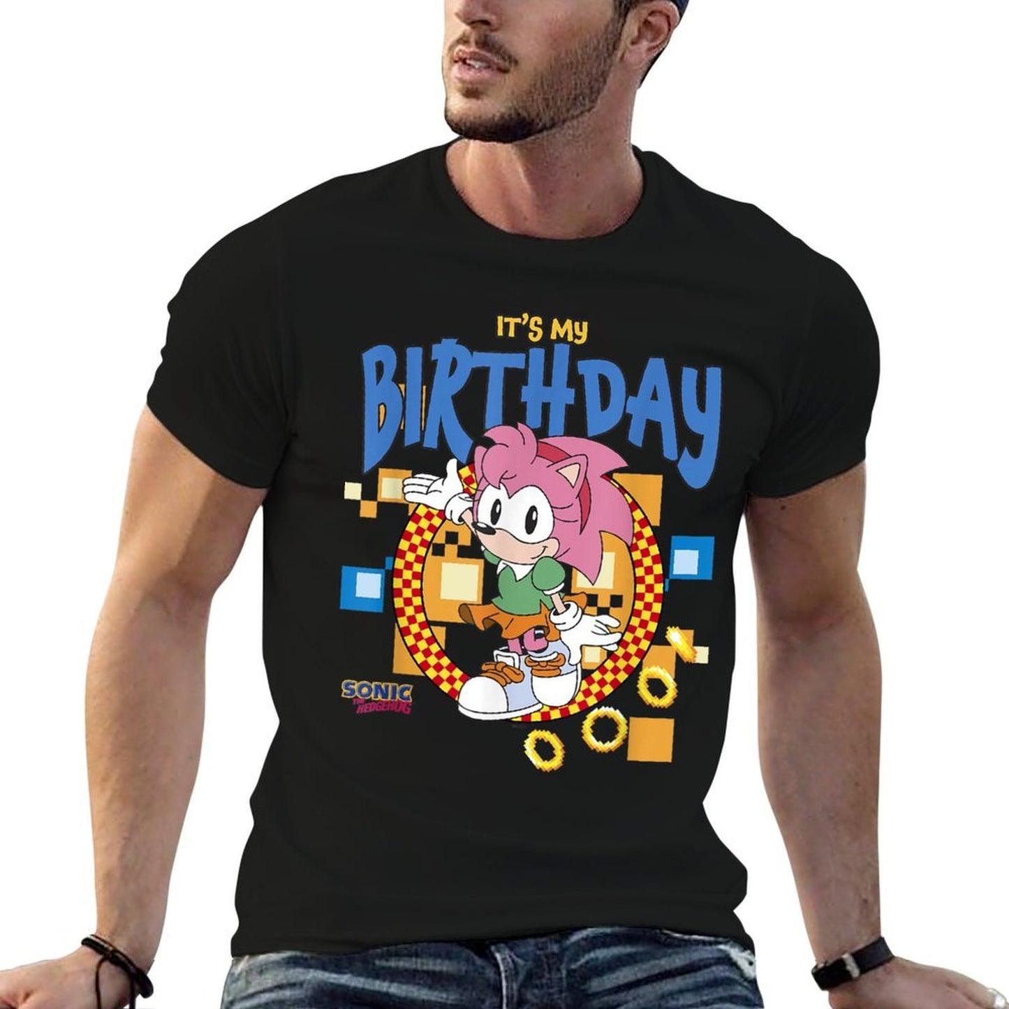 Sonic The Hedgehog Birthday It's My B-Day Amy Rose  Cotton T-Shirt