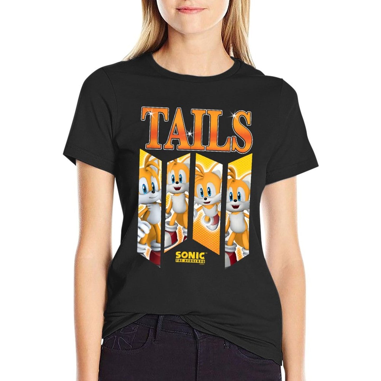 Sonic The Hedgehog Tails Speed & Shine Panels  Breathable T-Shirt