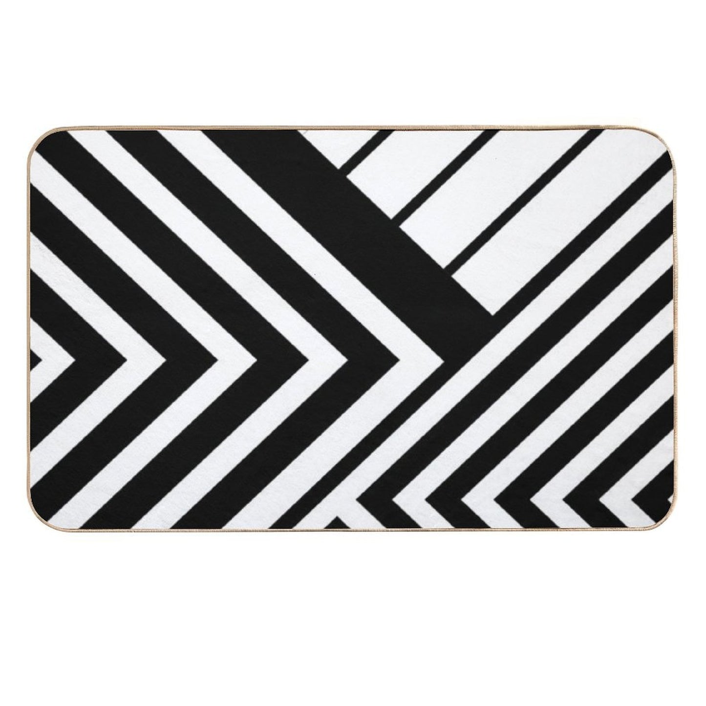 Black And White Geometric Lines Slip-Resistant Bath Mat