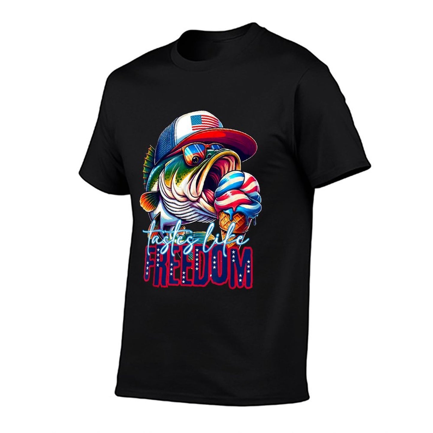 Tastes Like Freedom American Happy 4th Of July Bass Fishing Durable T-Shirt