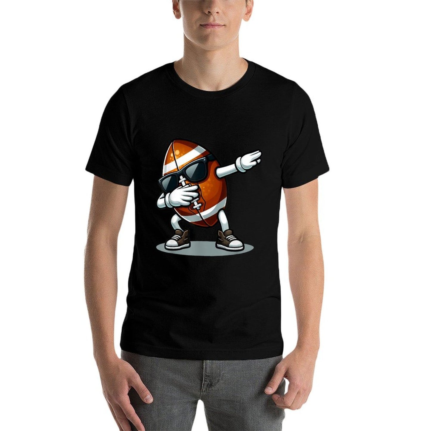Dabbing Football Vintage Retro Apparel Unisex-Kids Black Small Football Polyester Blend T-Shirt