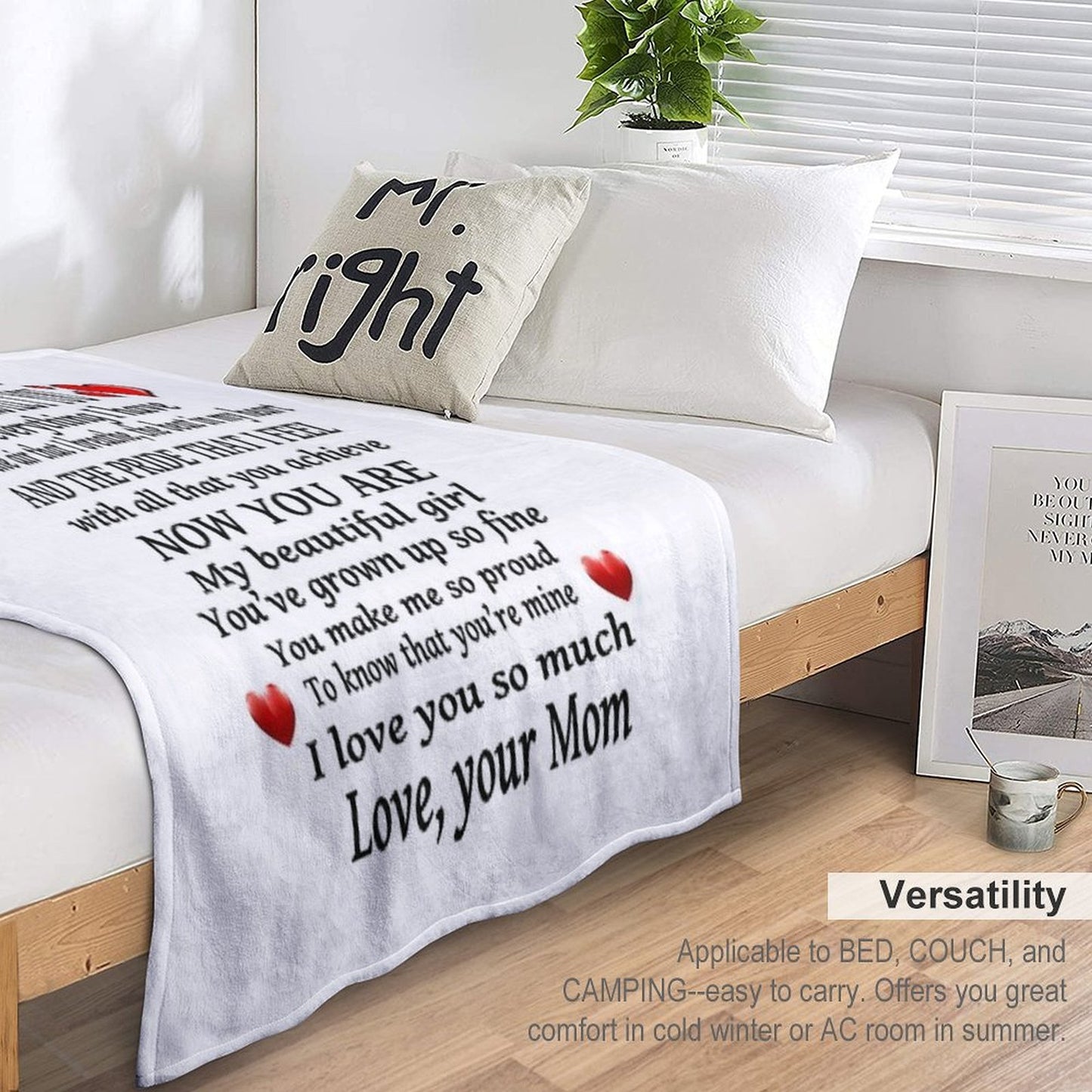 To My Daughter Love Design Multi-functional Throw Blanket
