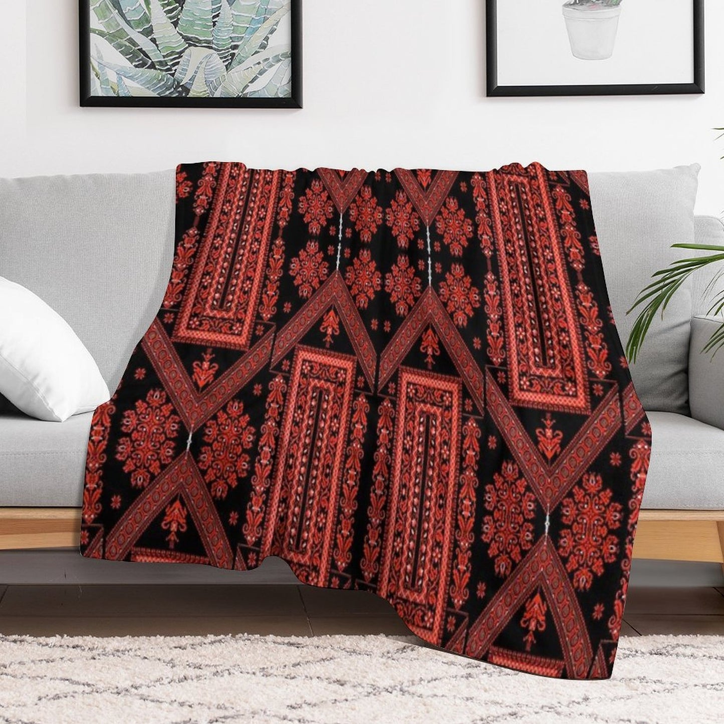 Palestinian Embroidery Boxes Velvety-soft Throw Blanket