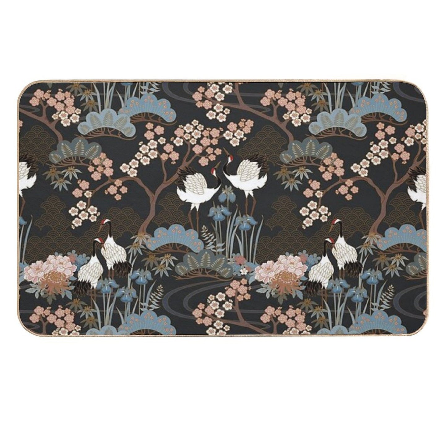 Japanese Garden Dark Non-Slip Bath Mat