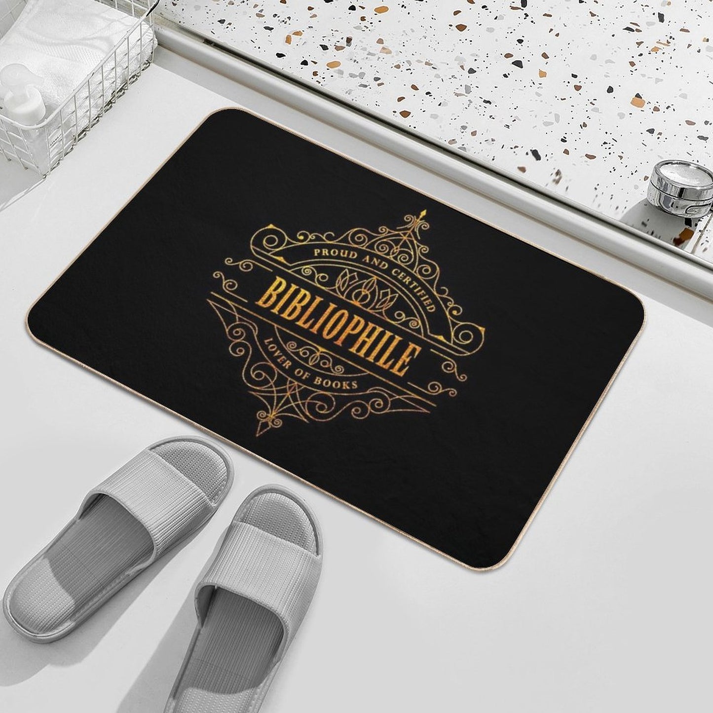Gold Bibliophile - Black Rapid-Drying Bath Mat