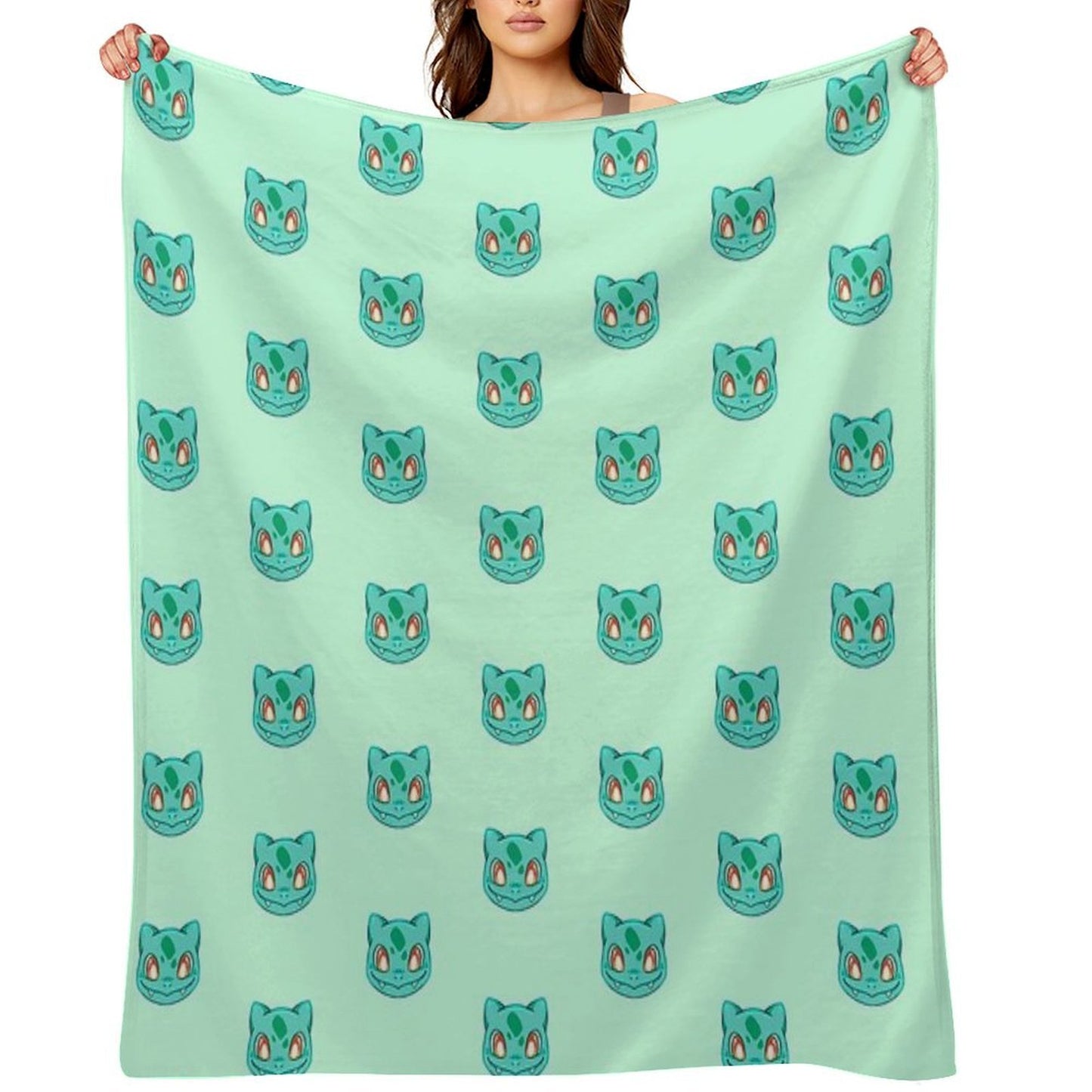 Búlbásáúr Cute! Grass Type Kawaii Plant Video Game Turtle Gift-ready Throw Blanket