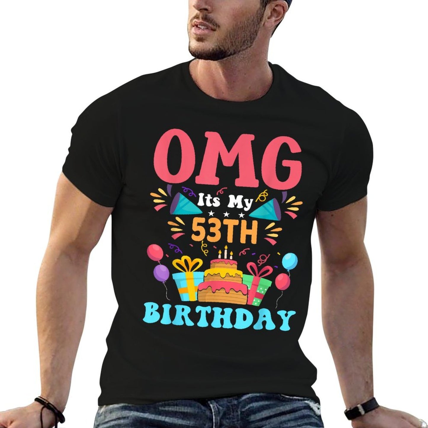53 Year Old Birthday Party Gift Omg Happy 53th Birthday Polyester Blend T-Shirt