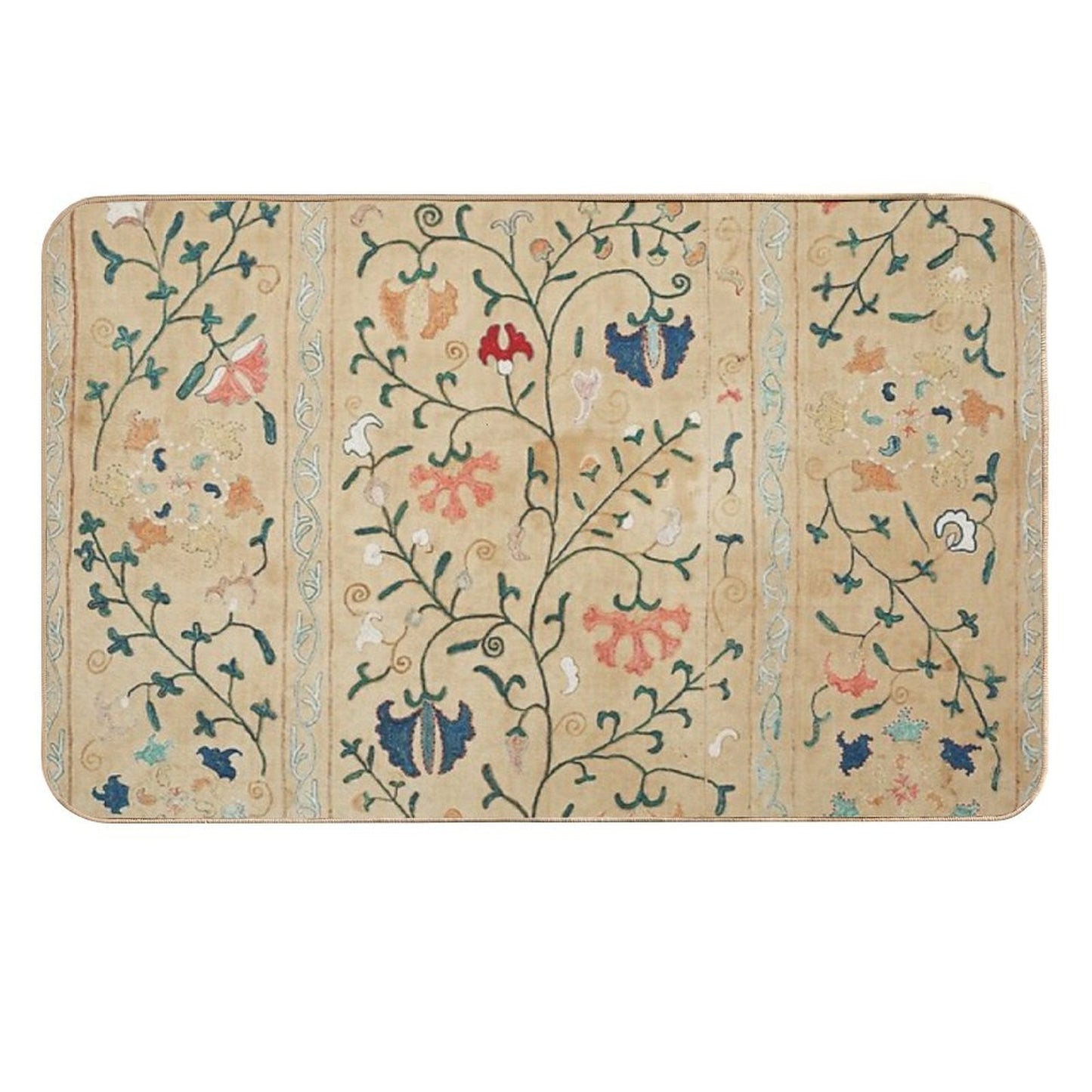 Uzbekistan Suzani Nim Embroidery Print Easy To Clean Bath Mat
