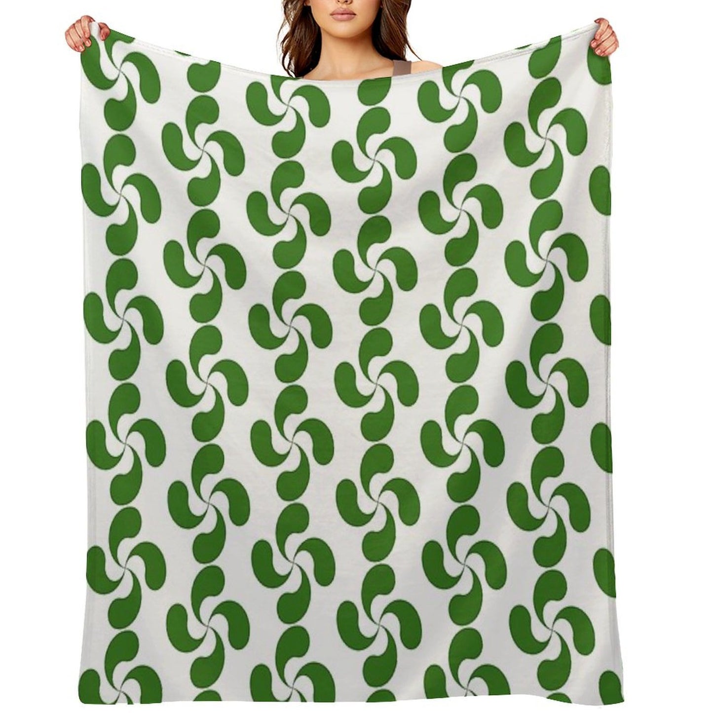Green Basque Cross Lauburu Euskadi Plush Throw Blanket