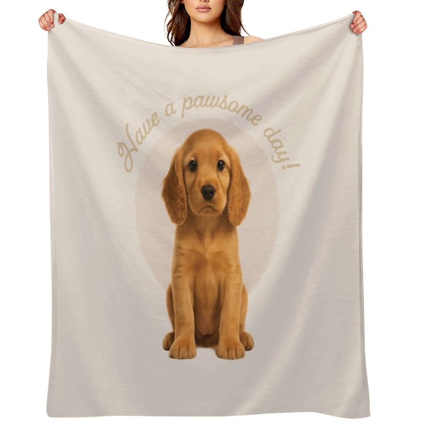 Cocker Spaniel Puppy – Have A Pawsome Day - Mocha Anti-pilling Throw Blanket