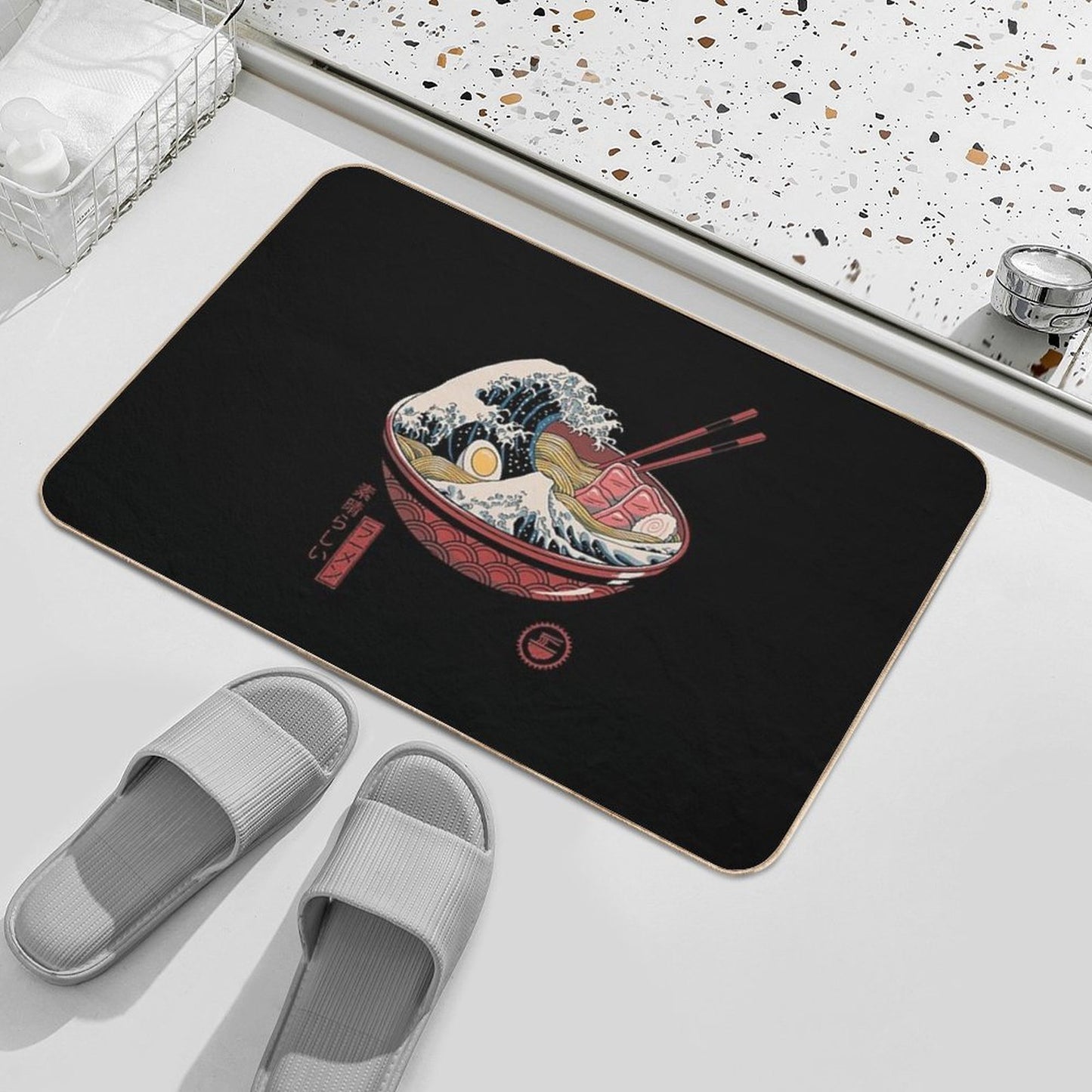 Great Ramen Wave Pet-Safe Bath Mat