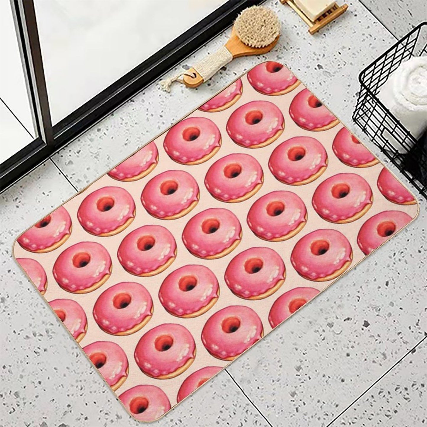 Strawberry Donut Pattern Easy To Clean Bath Mat