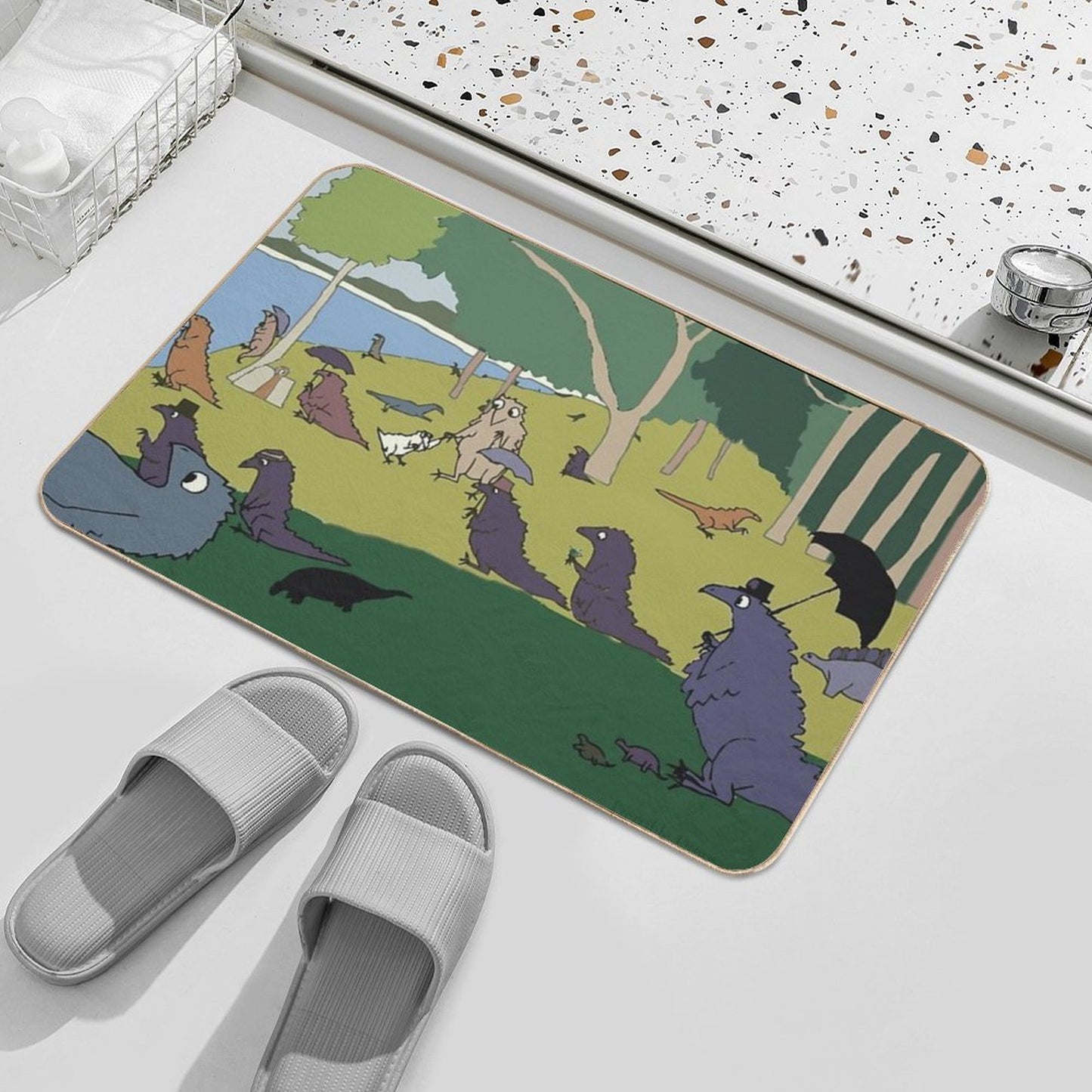 A Prehistoric Afternoon on The Island of La Grande Jatte Toxin-Free Bath Mat
