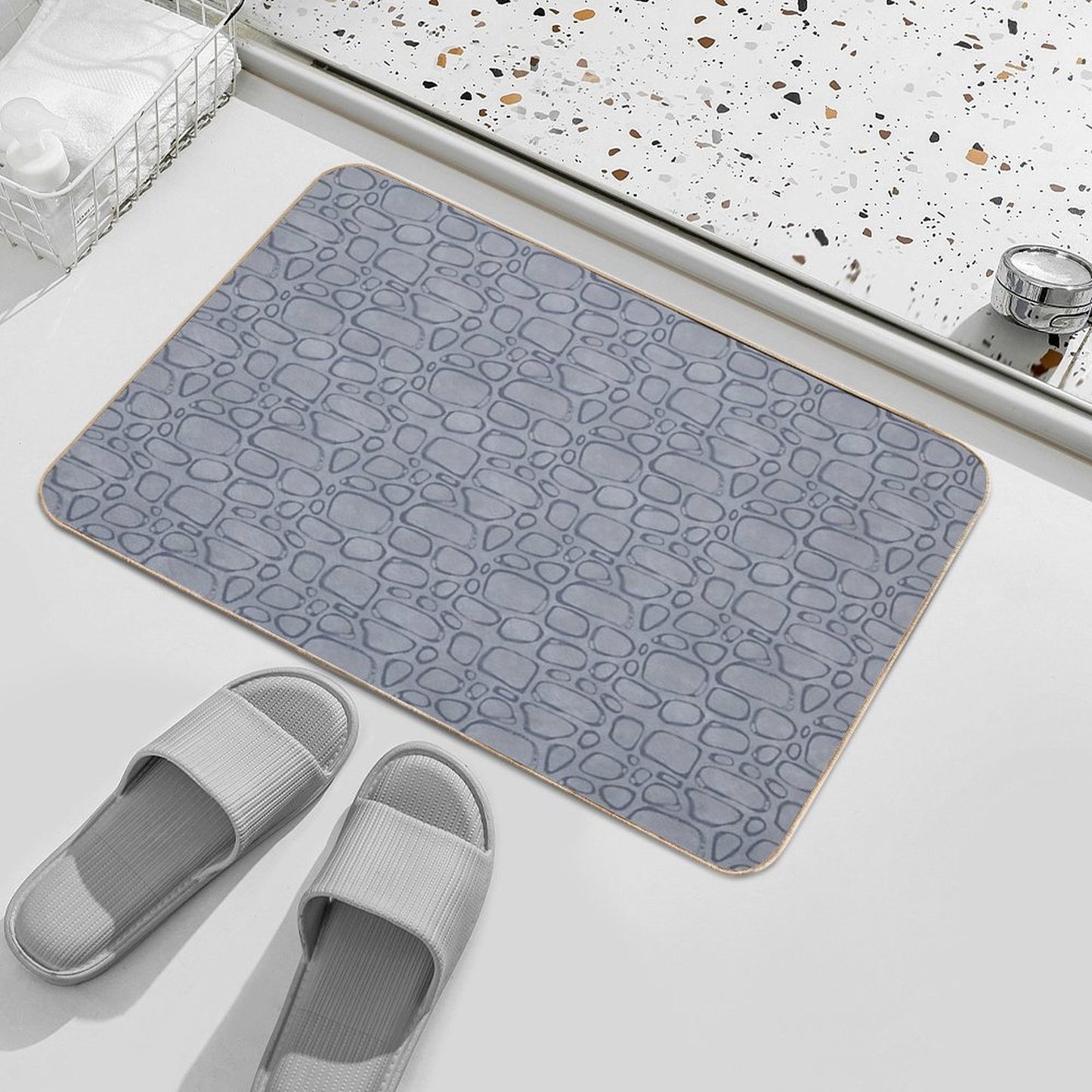 Stone Wall Pattern High-Traffic Bath Mat