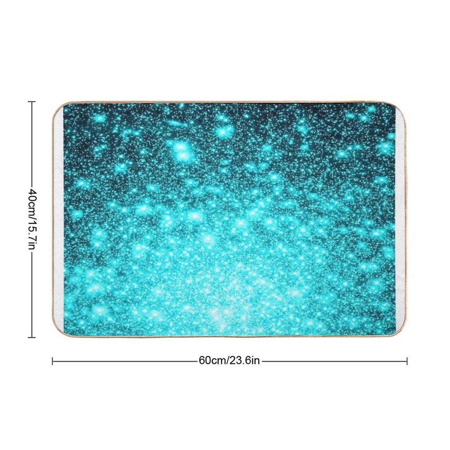 Teal Galaxy Sparkle Stars Ombre Eco-Friendly Bath Mat