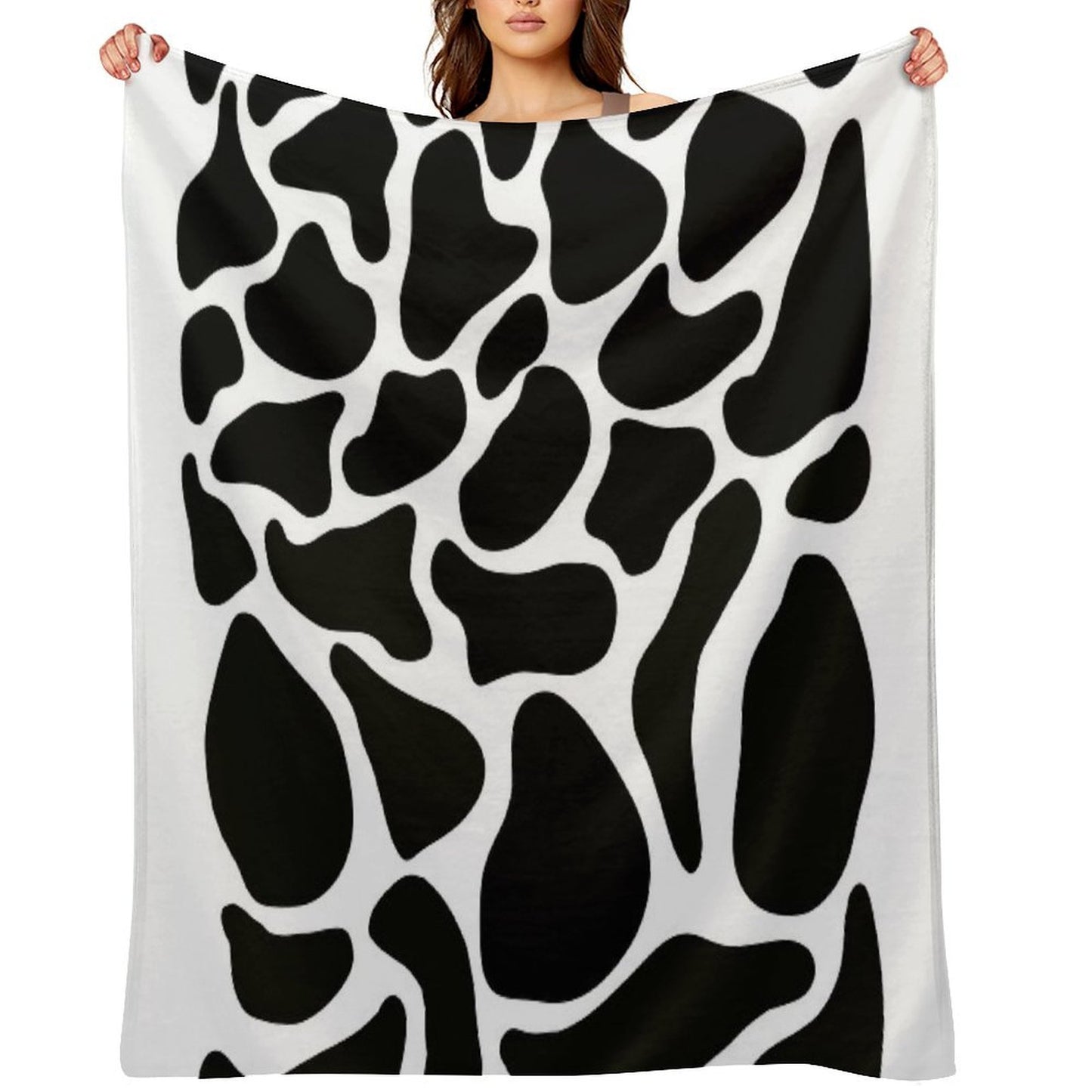 Black And White Caw Pattern. Machine-washable Throw Blanket