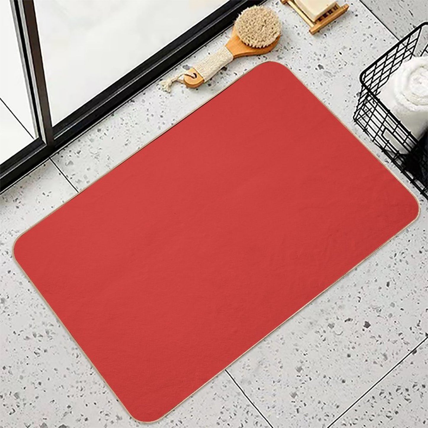 Red, Plain Red, Classic Red High-Traffic Bath Mat