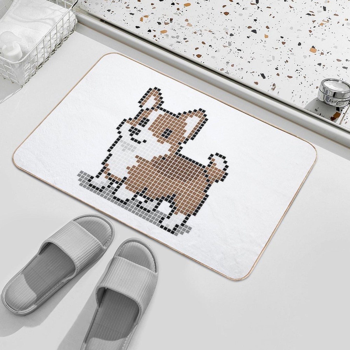 Pixeled Red Sable Corgi Versatile Bath Mat