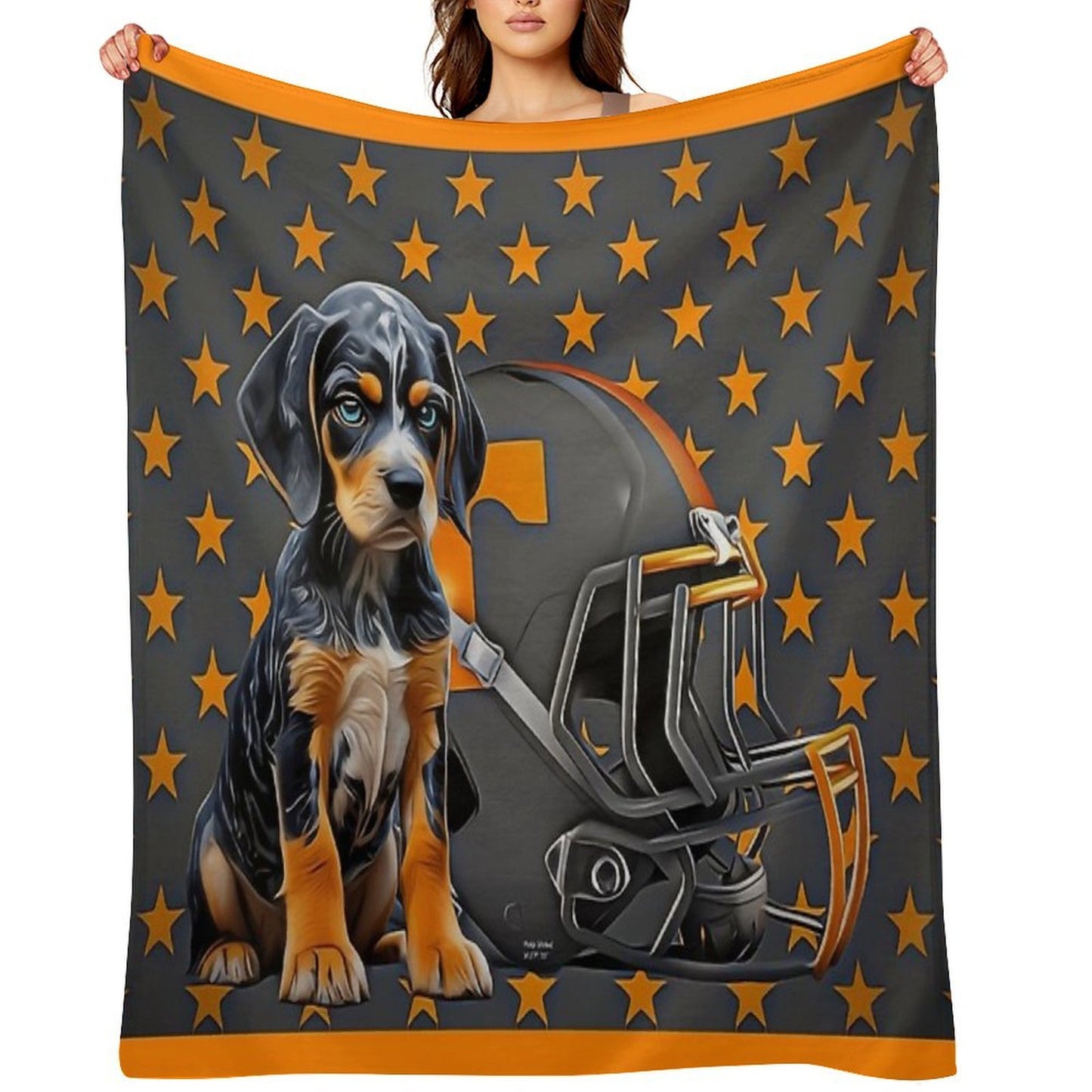Tennessee Bluetick - Orange Stars Gift-ready Throw Blanket