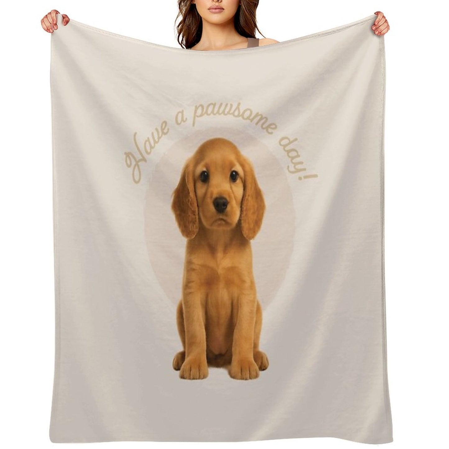 Cocker Spaniel Puppy – Have A Pawsome Day - Mocha Anti-pilling Throw Blanket