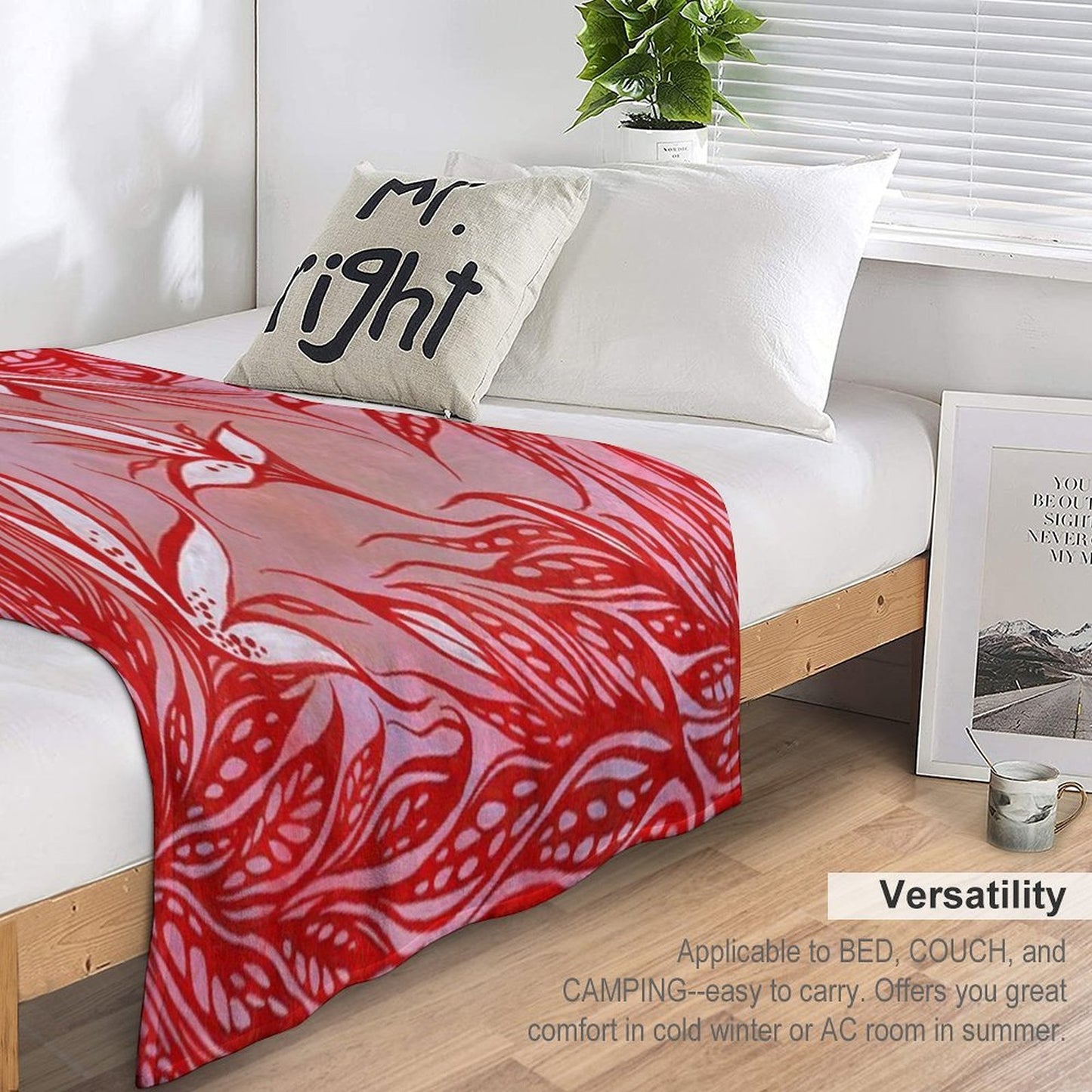 Red Coral Flowers Compact Throw Blanket