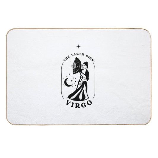 Virgo Simple Black Art  Long-Lasting Bath Mat