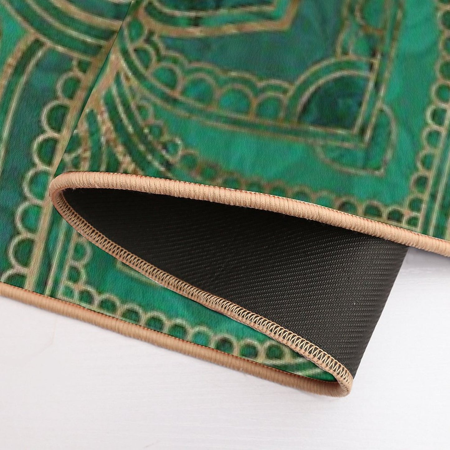 Flower of Life in Lotus - Malachite And Gold Anti-Trip Bath Mat