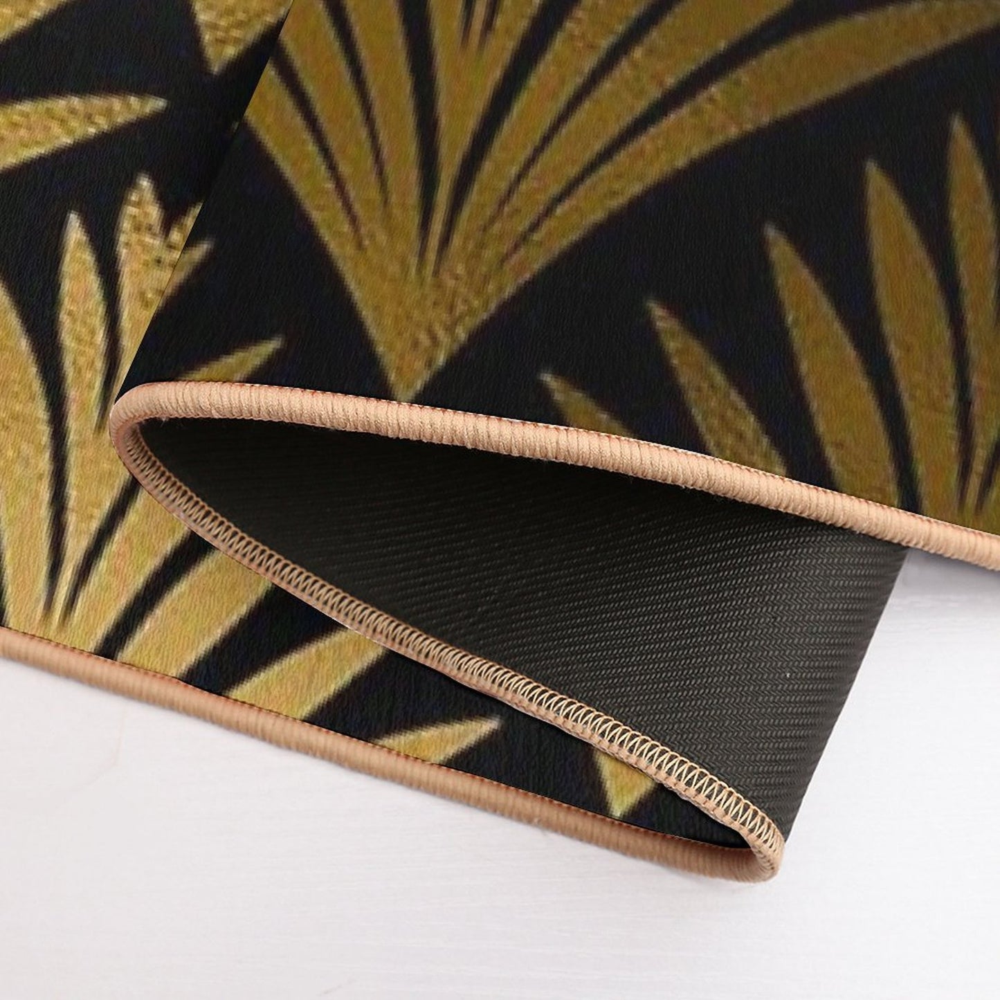 Luxurious Black And Golden Color Art Deco Elegant Pattern High-Traffic Bath Mat