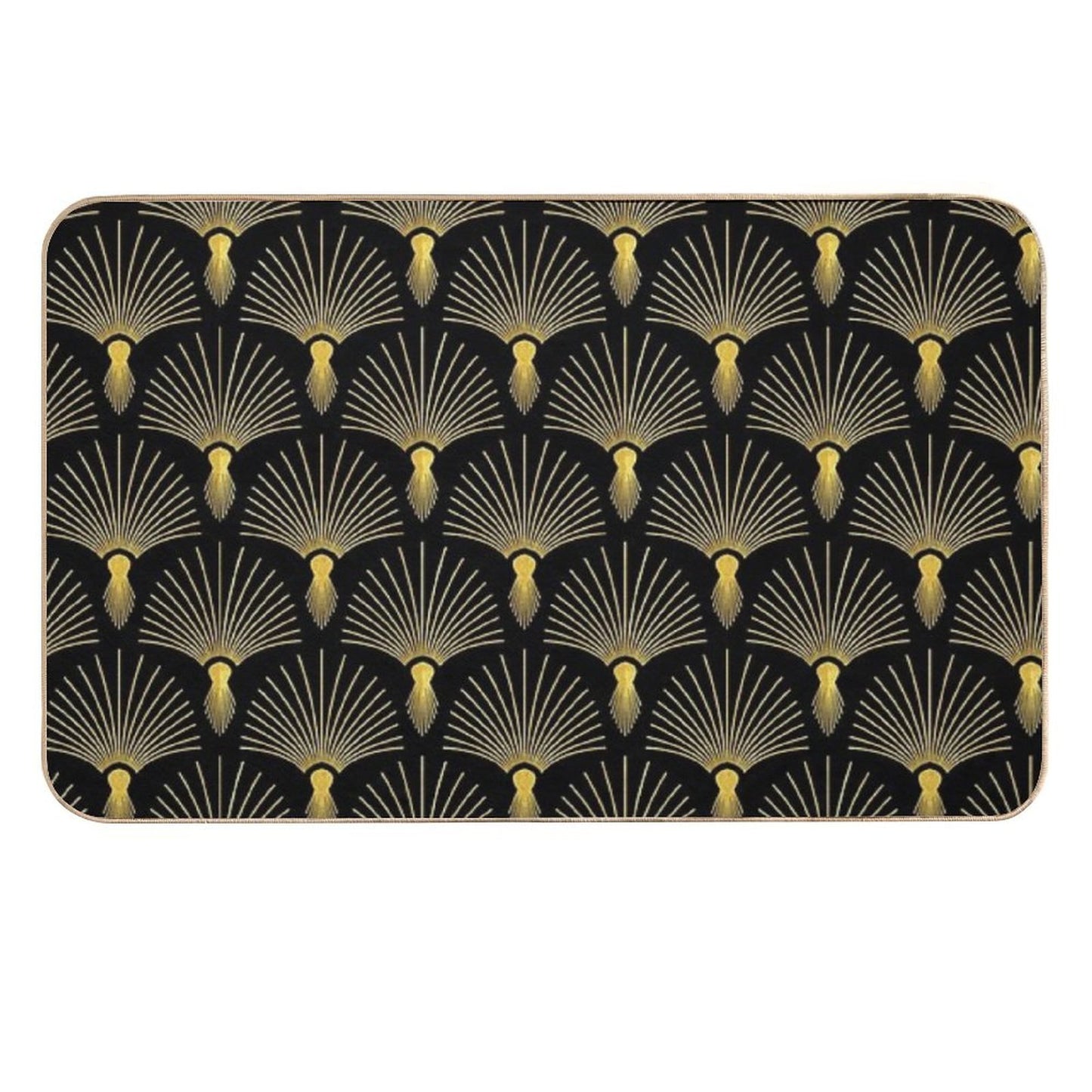 Vintage Hollywood Elegant Golden And Black Art Deco Pet-Safe Bath Mat