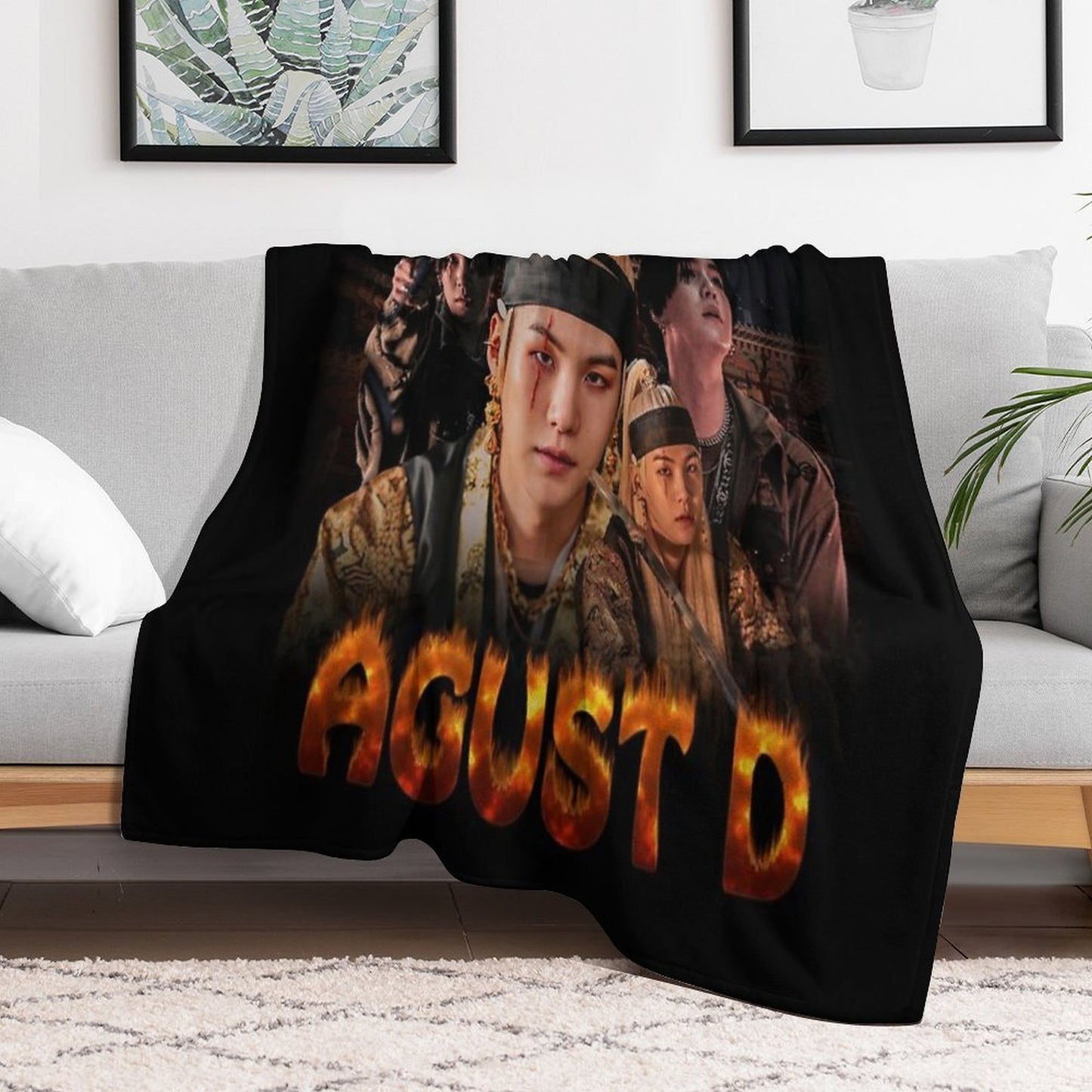 Agust D (Flames) Lightweight Throw Blanket