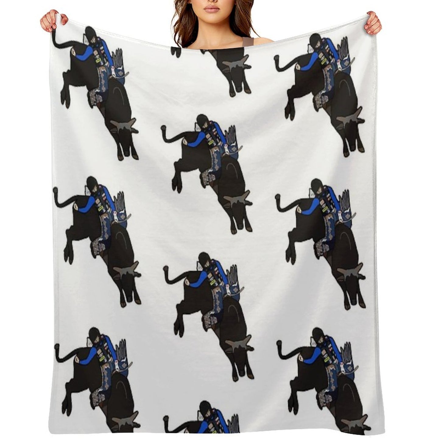 Bull Rider Stetson Wright Easy Care Throw Blanket