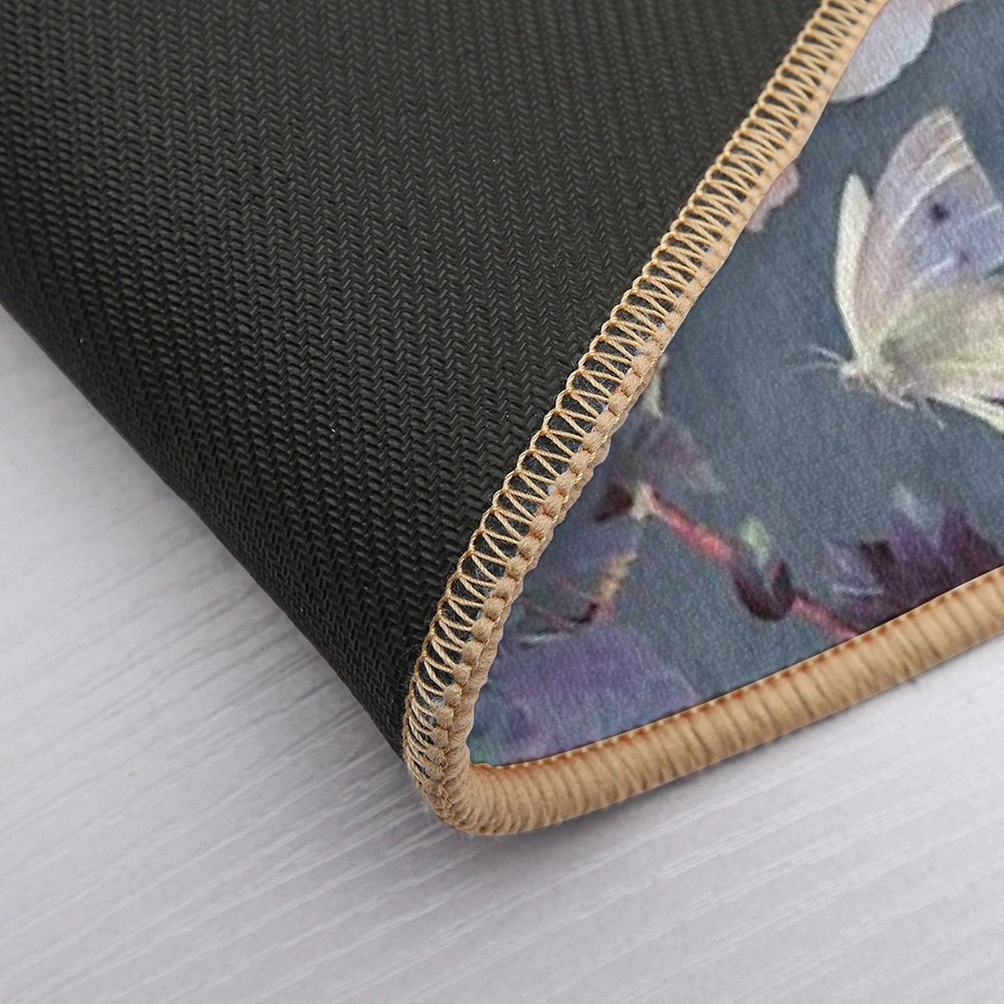 Butterflies And Hibiscus Flowers - A Painted Pattern Toxin-Free Bath Mat