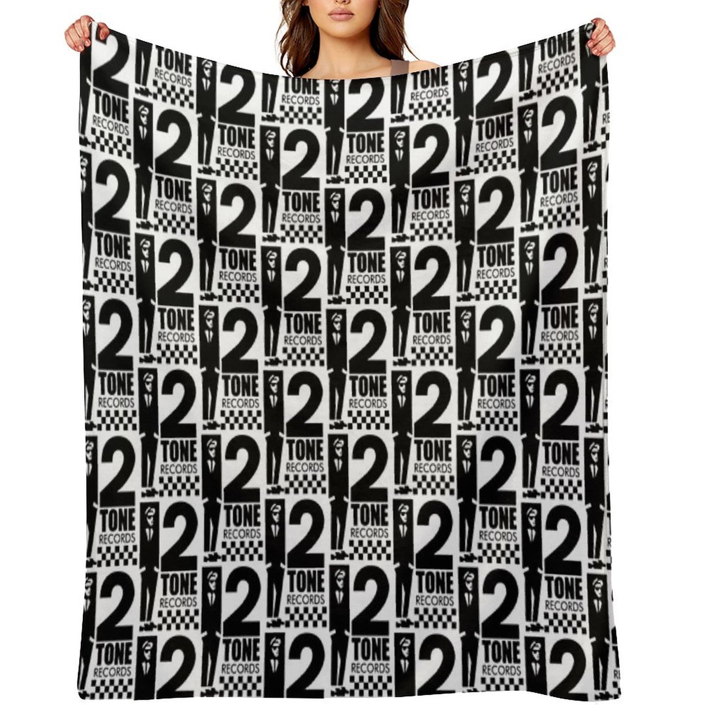2 Tone Records T Black And White Sustainable Throw Blanket