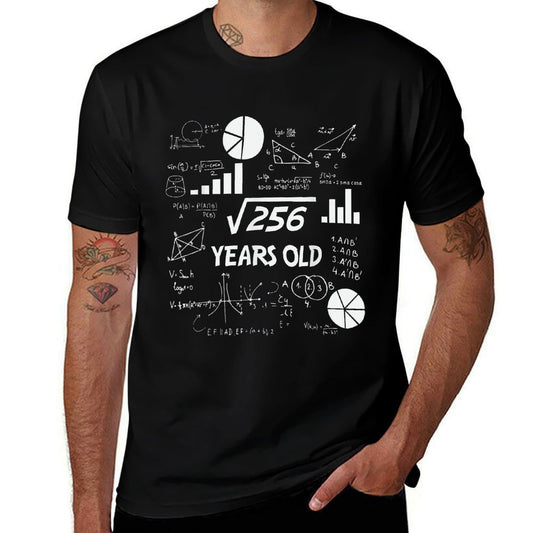 16th Birthday Square Root of 256 Math 16 Years Old Birthday  Rolled Sleeves T-Shirt
