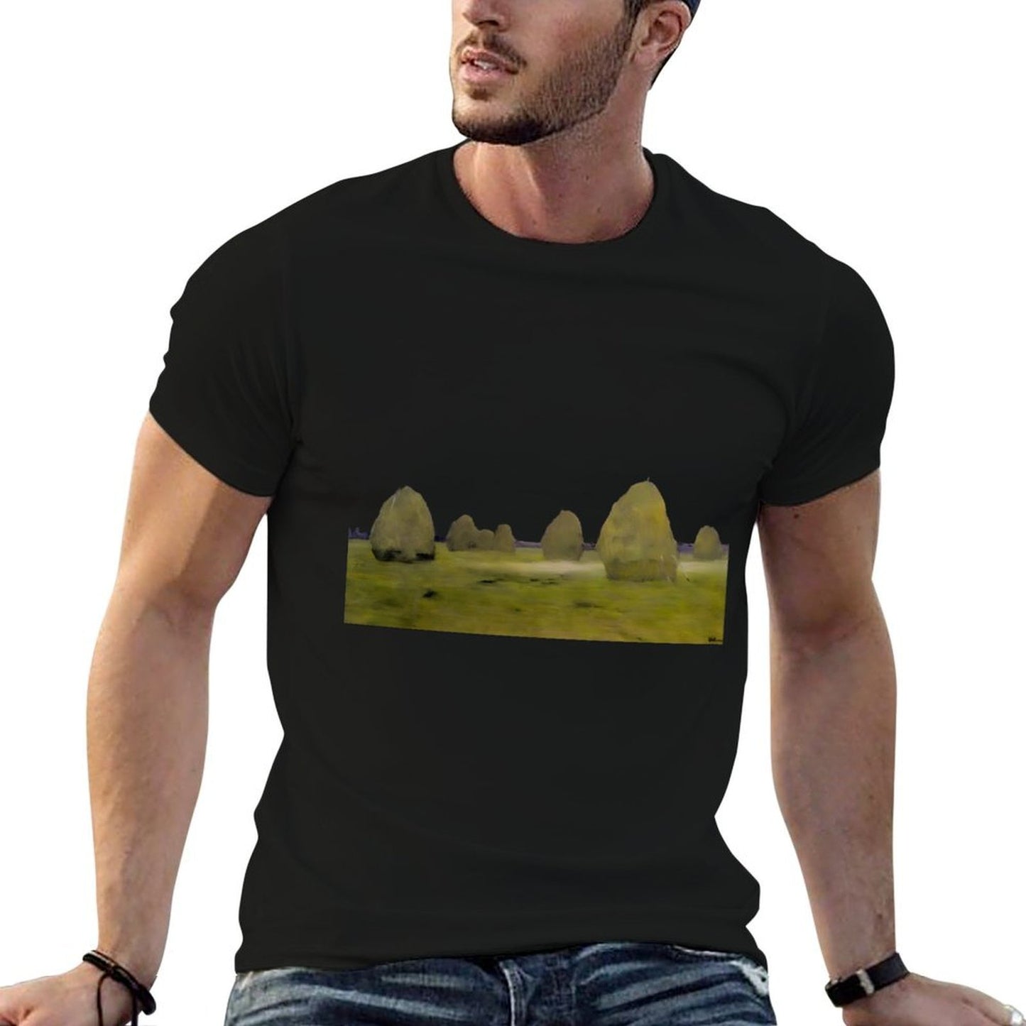 Twilight. Haystacks by Isaac Levitan Oversized Silhouette T-Shirt