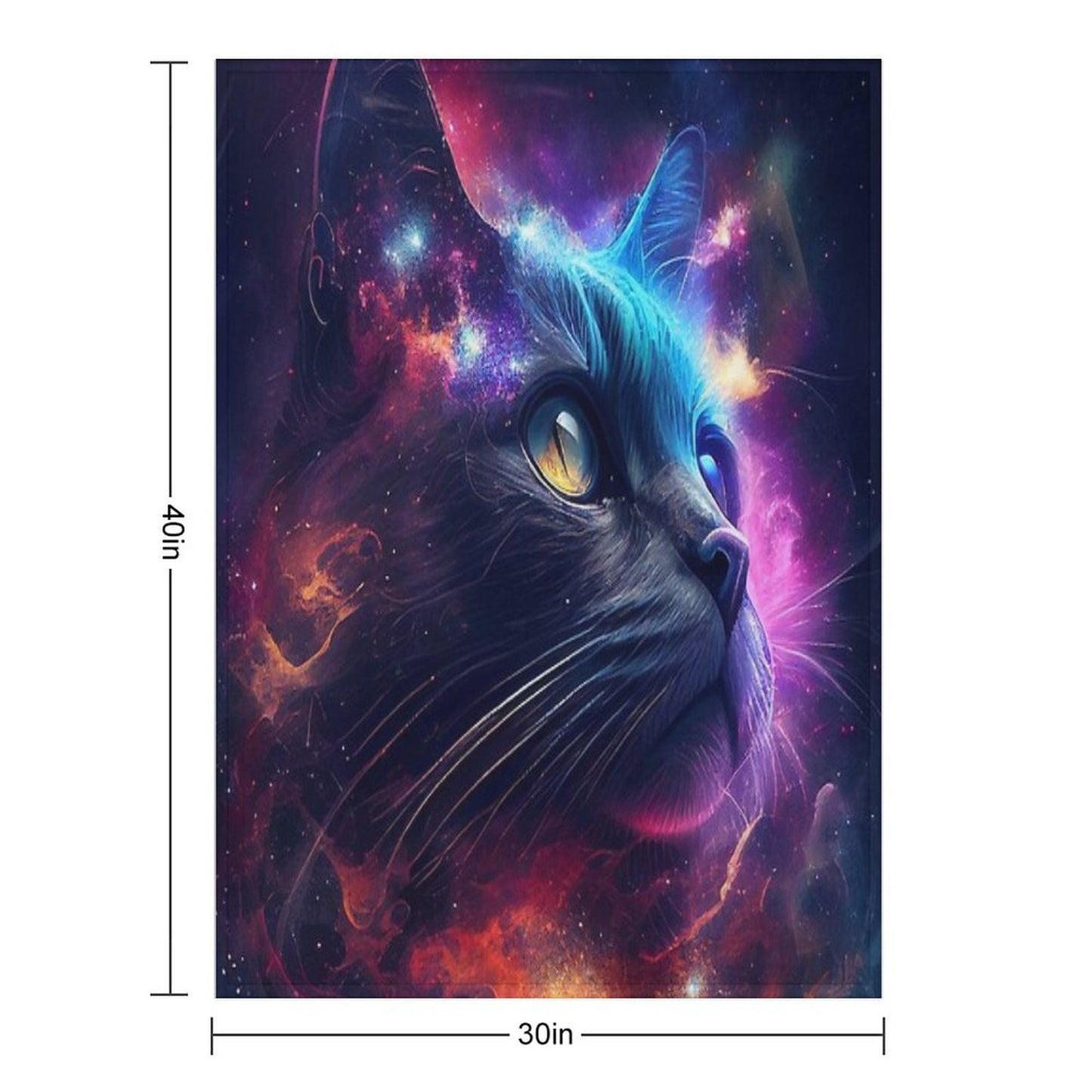 Colorful Galaxy Cat Easy Care Throw Blanket