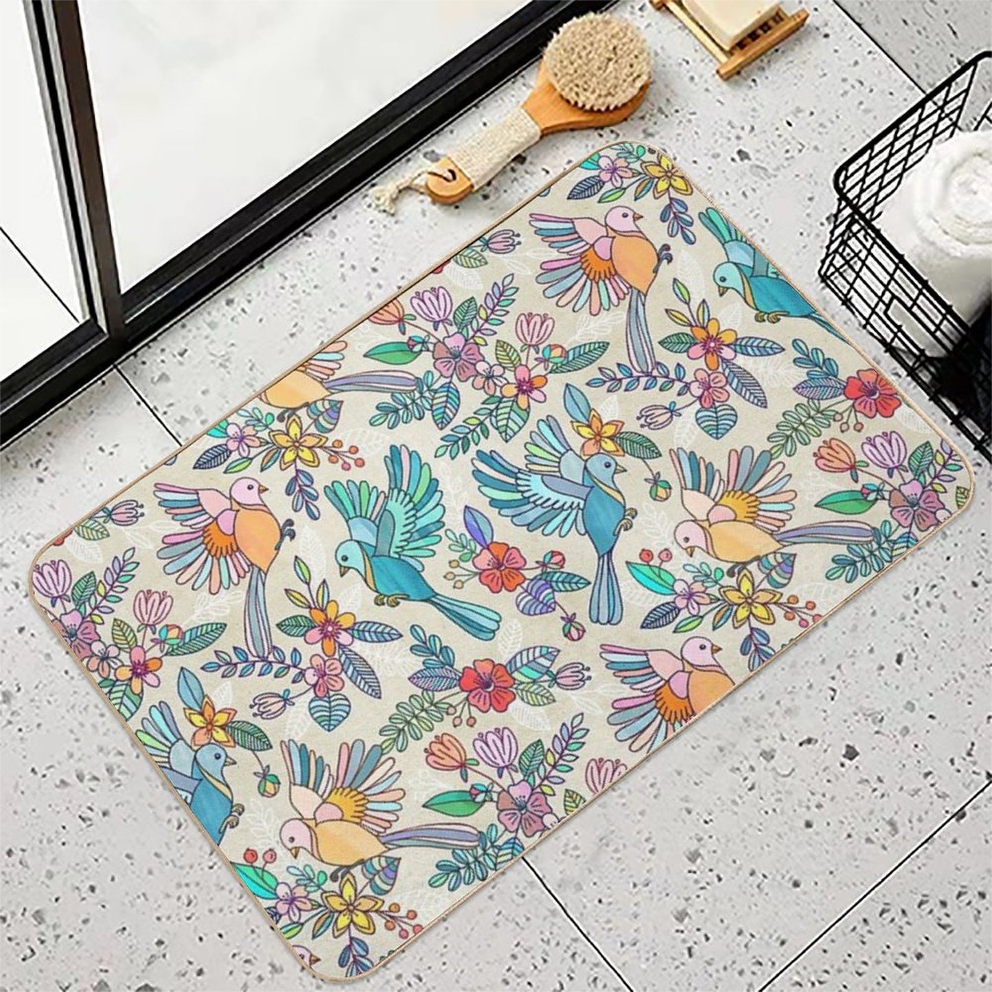 Whimsical Summer Flight Slip-Resistant Bath Mat